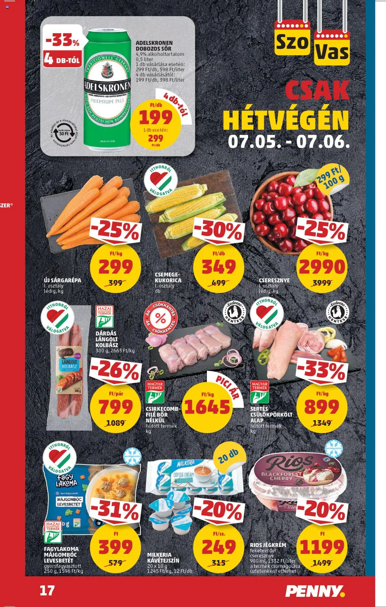 PENNY akciós ujság - amely érvényes a következő dátumtól: 03.07.2025 | Oldal: 21 | Termékek: Cseresznye, Lángolt kolbász, Jégkrém, Csirkecomb