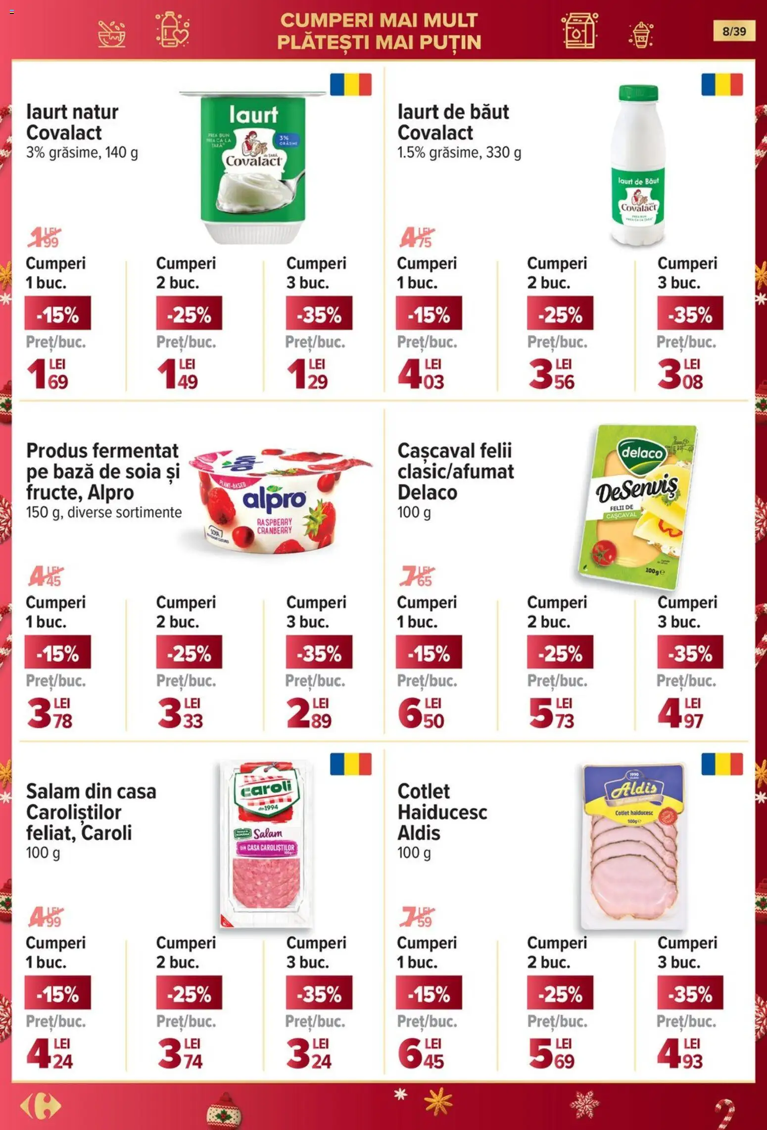 Noul catalog Carrefour – valabil de la 19.11.2025 | Pagină: 8 | Produse: Light Kedi Konservesi, Lait de coco, Cașcaval, Salam