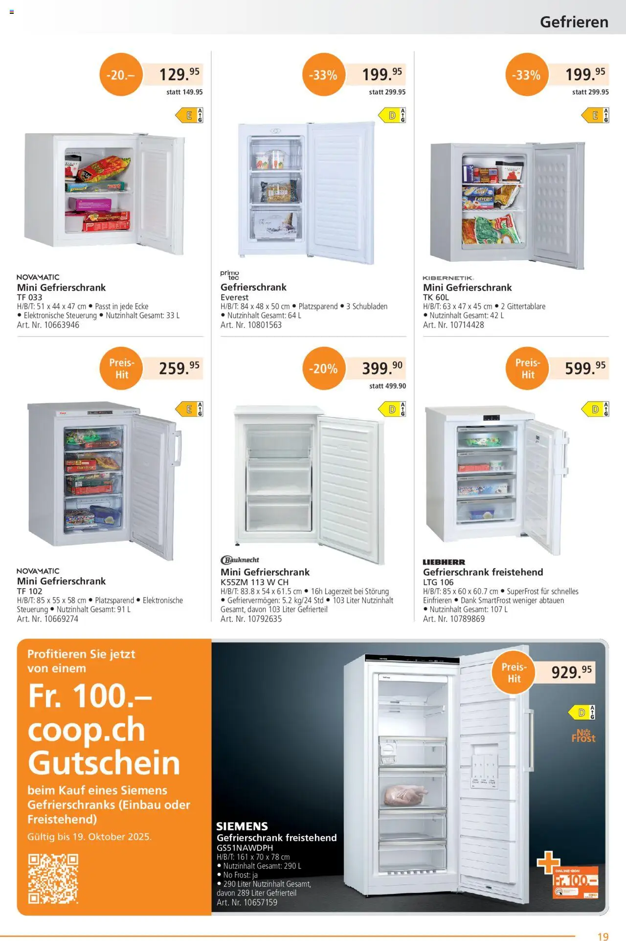 Fust Aktionen ab 25.08.2025 | Seite: 19 | Produkte: Gefrierschrank, Liebherr, Siemens
