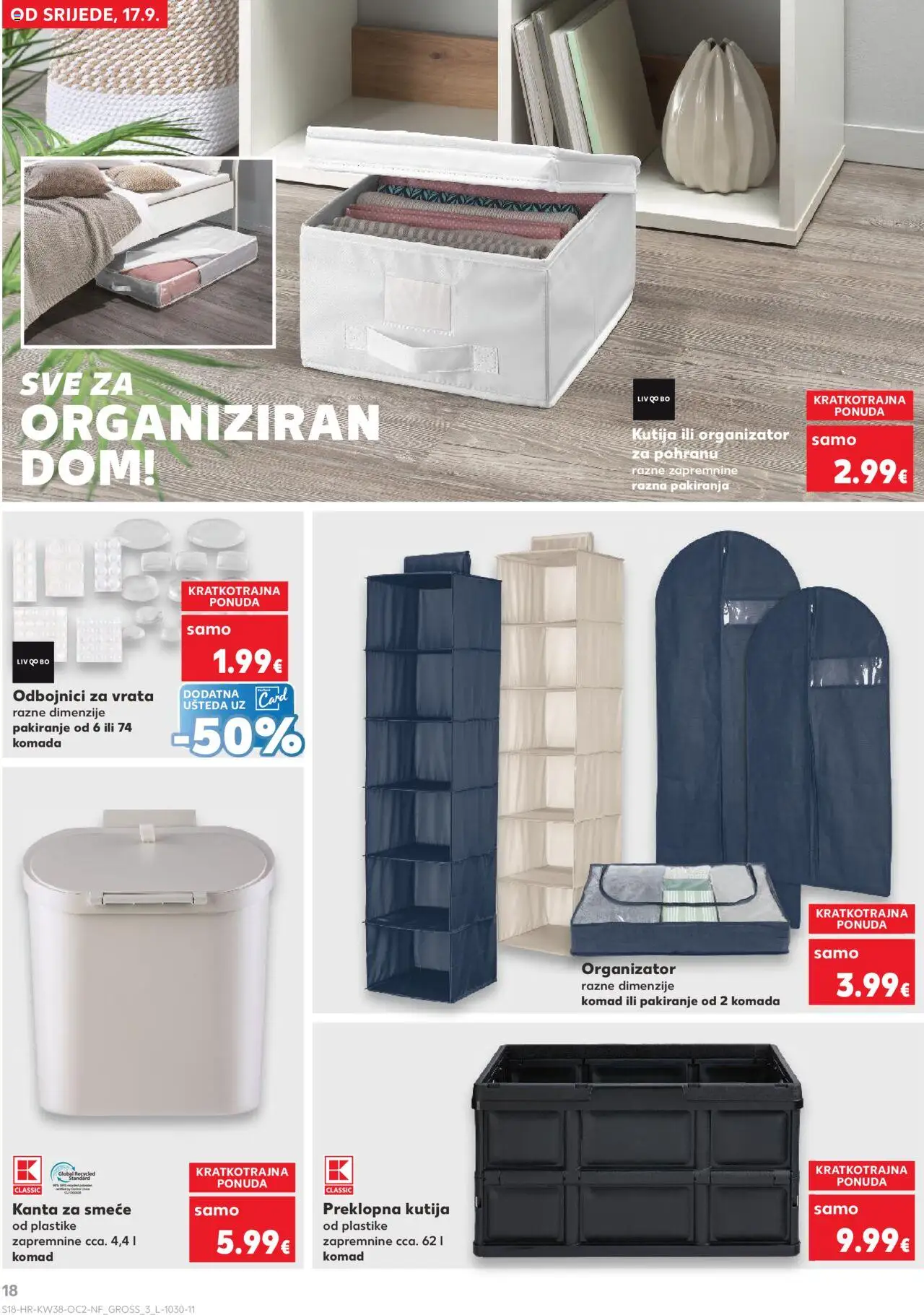 Kaufland katalog | vrijedi od 17.09.2025 | Stranica: 18 | Proizvodi: Kutija, Vrata, Kanta za smeće