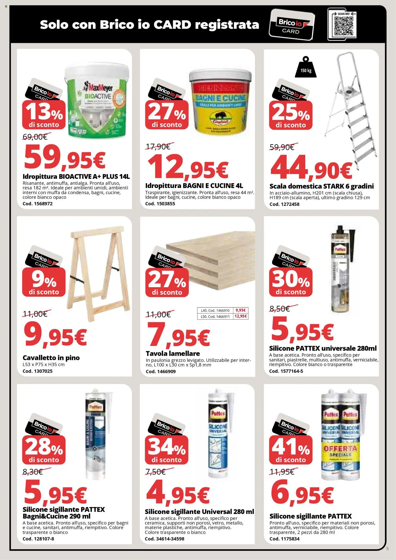 Volantino Brico io del 06.11.2025 | Pagina: 5 | Prodotti: Cucine, Scala, Silicone
