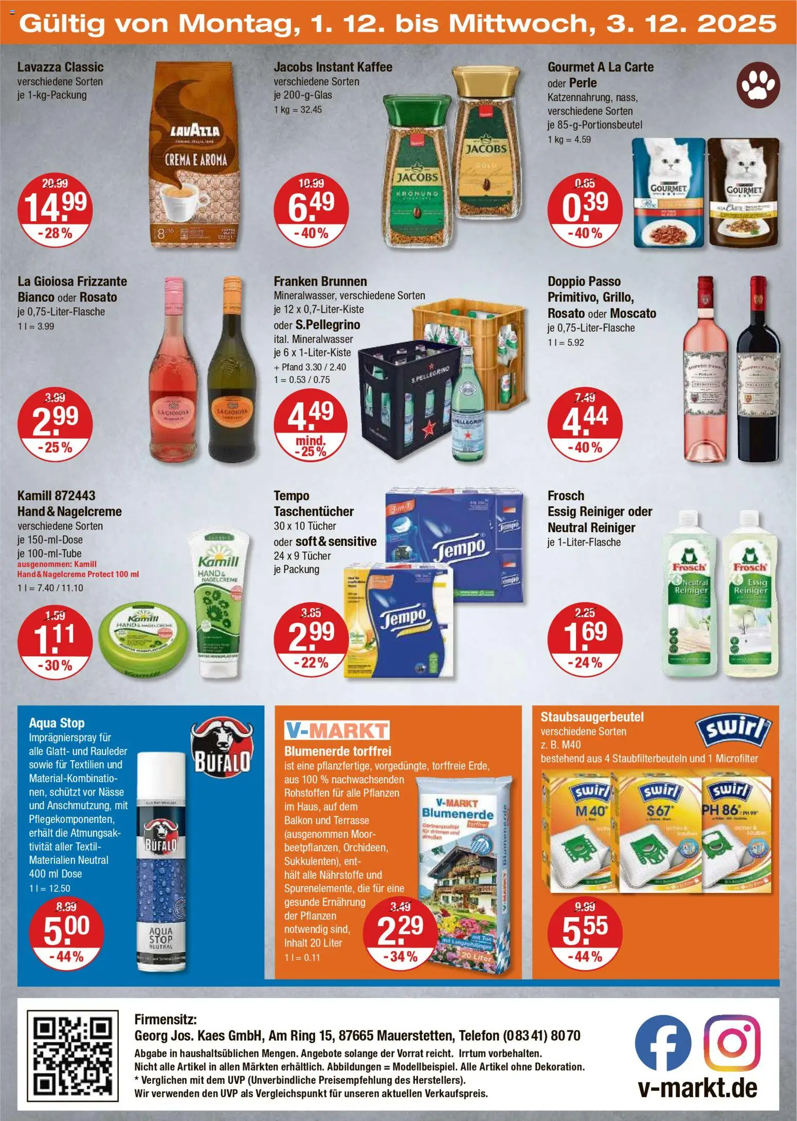V-Markt - Schwaben / Oberbayern – gültig ab 27.11.2025 | Seite: 28 | Produkte: Lavazza, Kaffee, Blumenerde, Doppio Passo