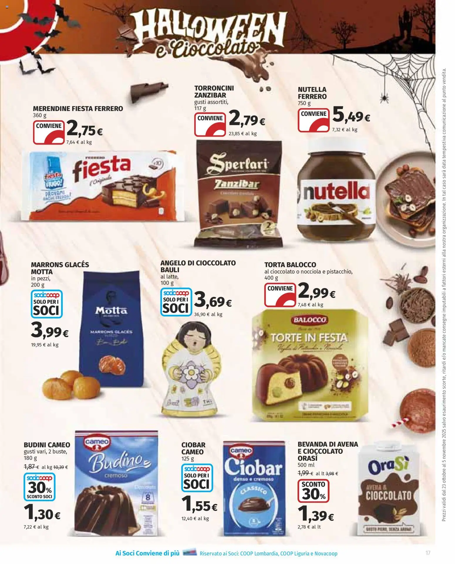 Volantino Ipercoop del 23.10.2025 | Pagina: 17 | Prodotti: Nutella, Data, Torroncini, Budino