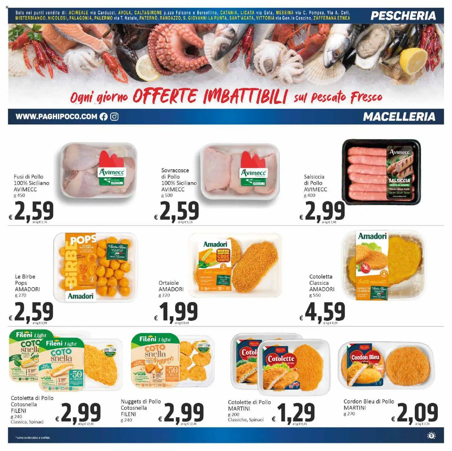 Volantino Paghi Poco del 07.01.2026 | Pagina: 3 | Prodotti: Nuggets, Salsiccia, Spinaci, Scaffale