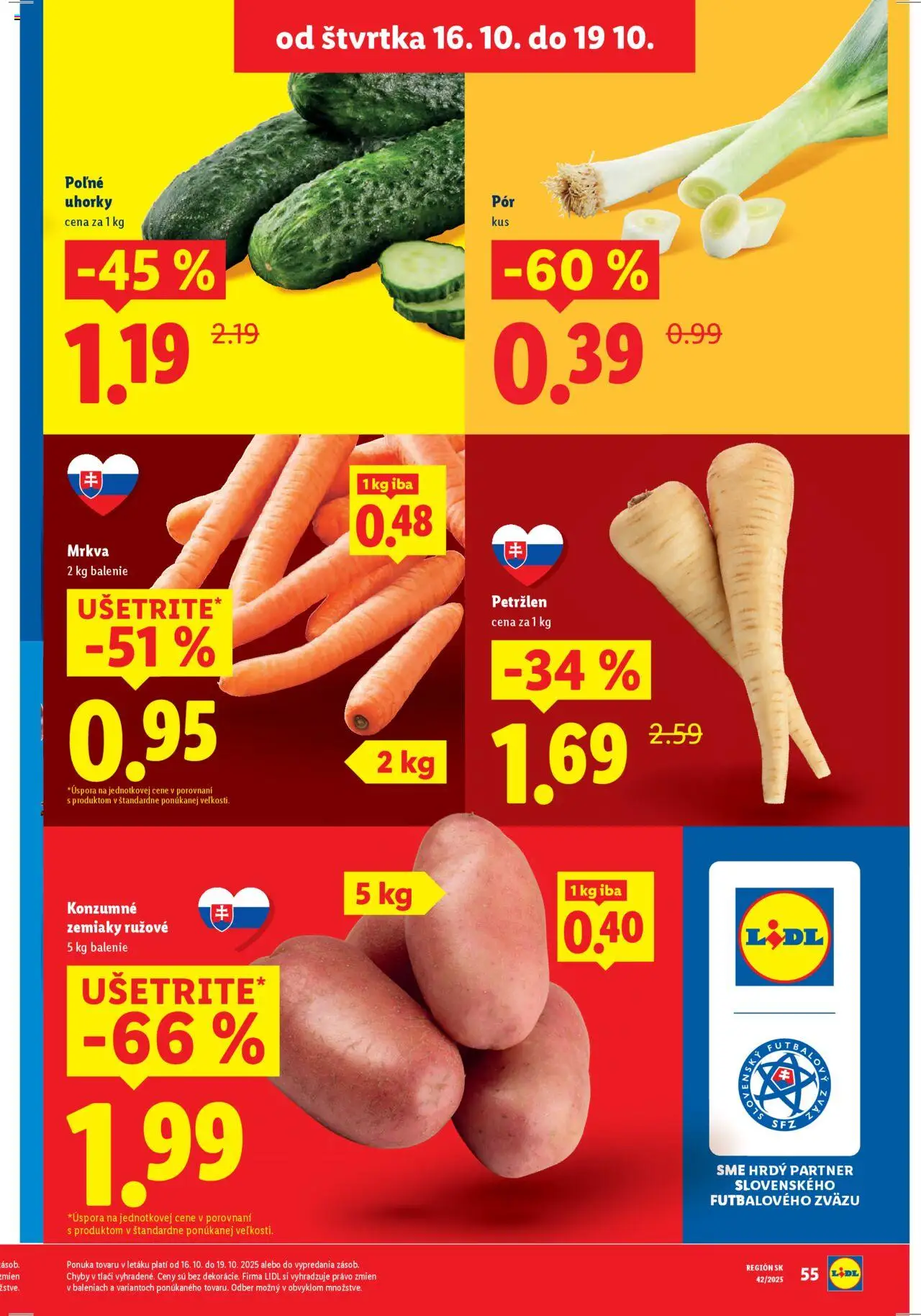 Nové Lidl akcie – leták je platný od 16.10.2025 | Strana: 15 | Produkty: Mrkva, Zemiaky, Petržlen, Uhorky