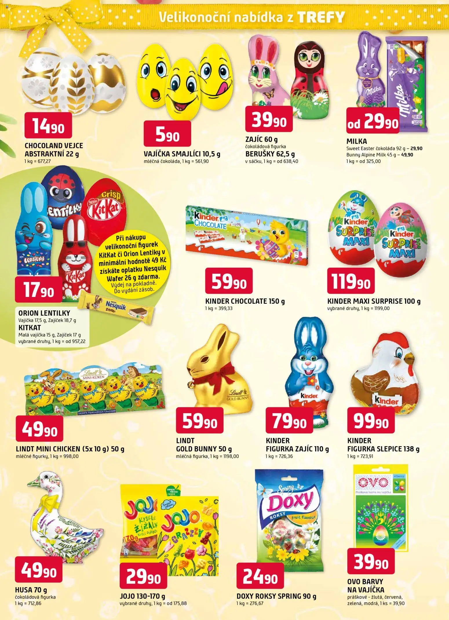 Trefa leták - Jarní speciál od 10.03.2026 | Strana: 6 | Produkty: Vajíčka, Čokoláda, Milka, Lentilky