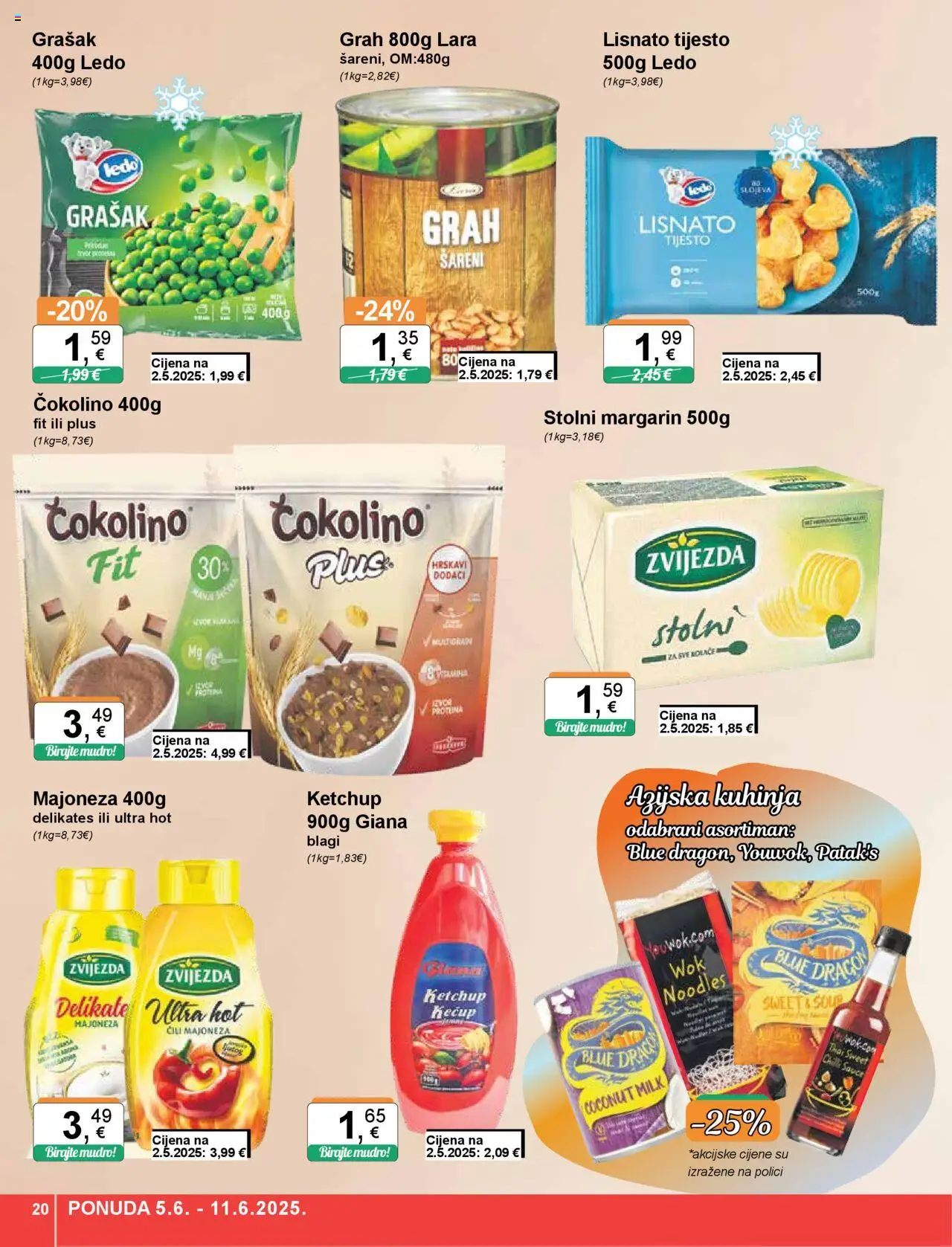 KTC katalog | vrijedi od 05.06.2025 | Stranica: 20 | Proizvodi: Grah, Margarin, Ledo, Lisnato tijesto