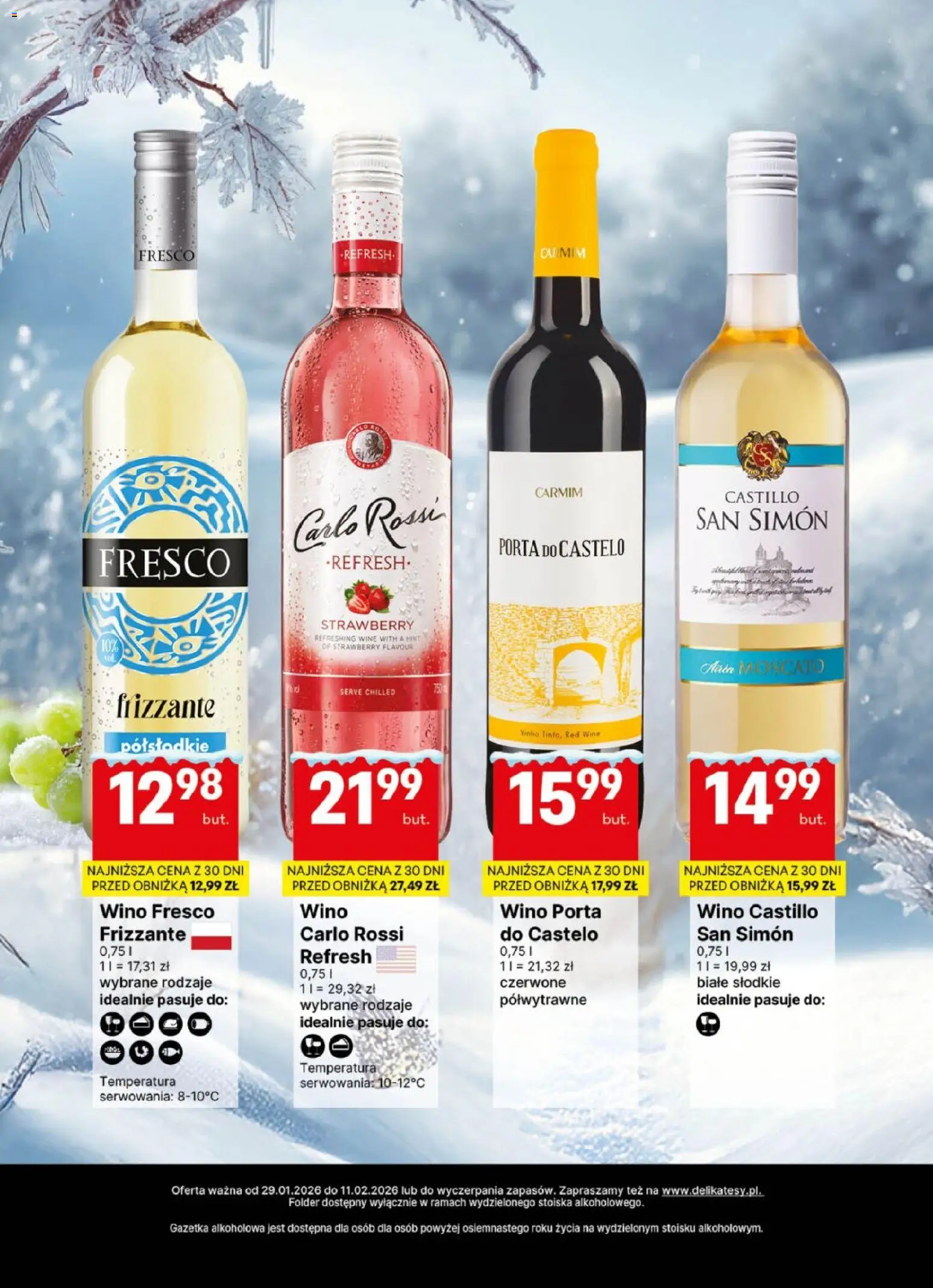 Delikatesy Centrum Gazetka - DeliBarek od 29.01.2026 | Strona: 4 | Produkty: Wino, Fresco, Carlo Rossi