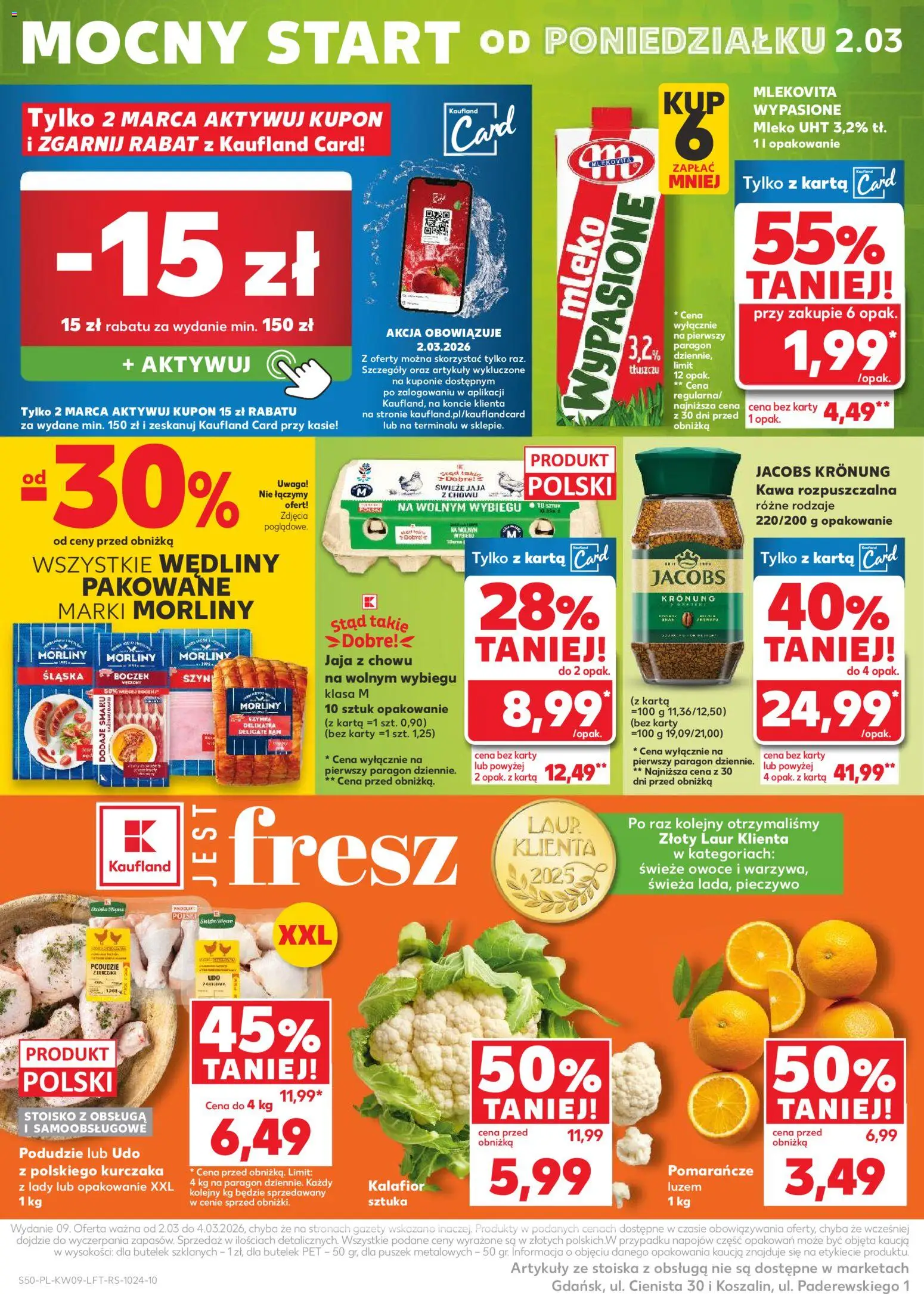 Kaufland gazetka od 26.02.2026 | Strona: 50 | Produkty: Karta, Kawa rozpuszczalna, Pomarańcze, Jaja
