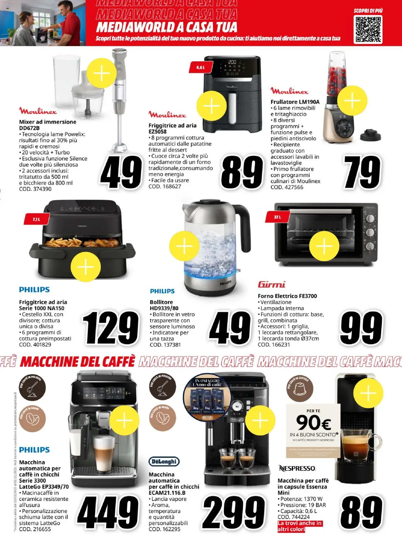 Volantino Media World del 15.09.2025 | Pagina: 33 | Prodotti: Frullatore, Latte, Caffè in grani, Bollitore