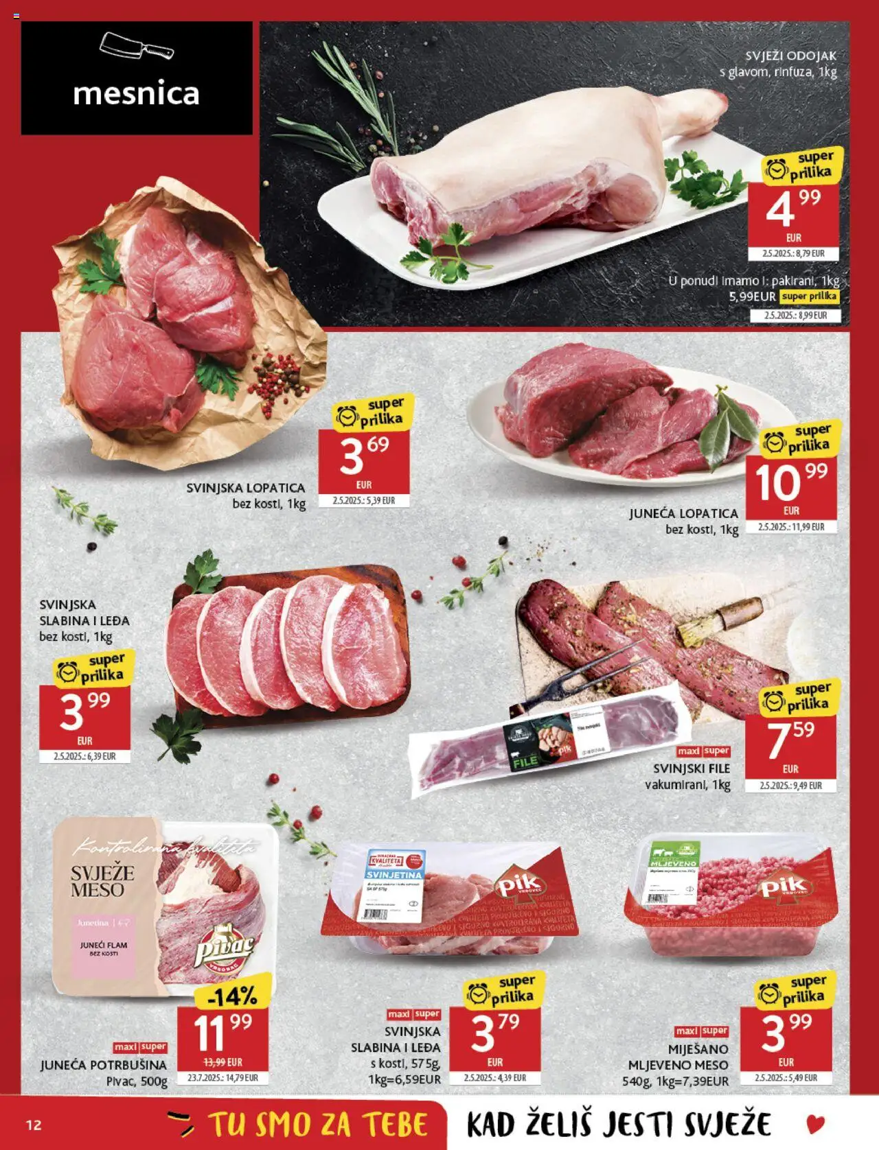Konzum katalog | vrijedi od 06.08.2025 | Stranica: 12 | Proizvodi: Svinjska lopatica, Svinjetina, Mljeveno meso, Lopatica