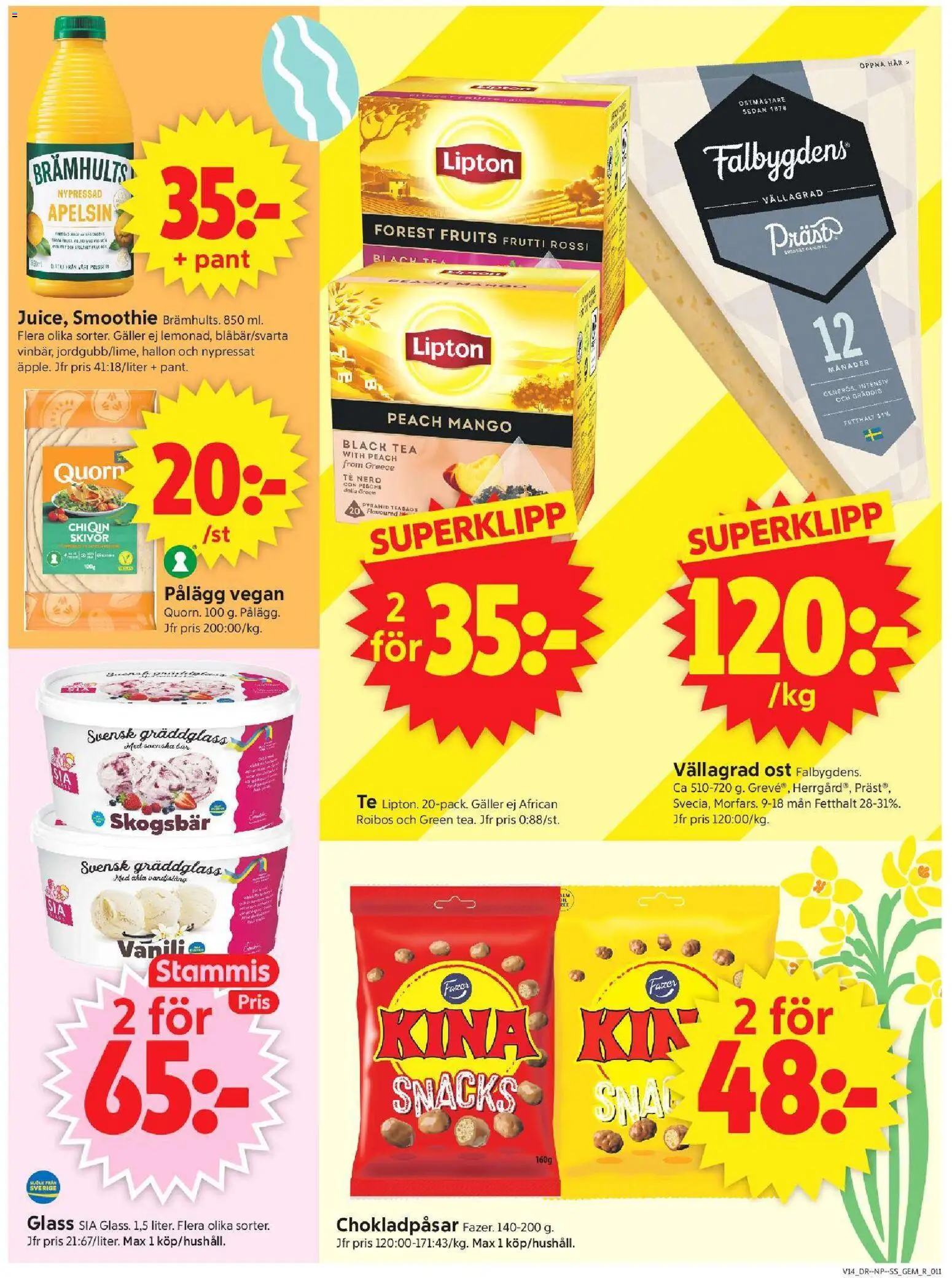 ICA Supermarket reklamblad aktuell från 30.03.2026 | Sida: 13 | Produkter: Gem, Ost, Glass, Hallon