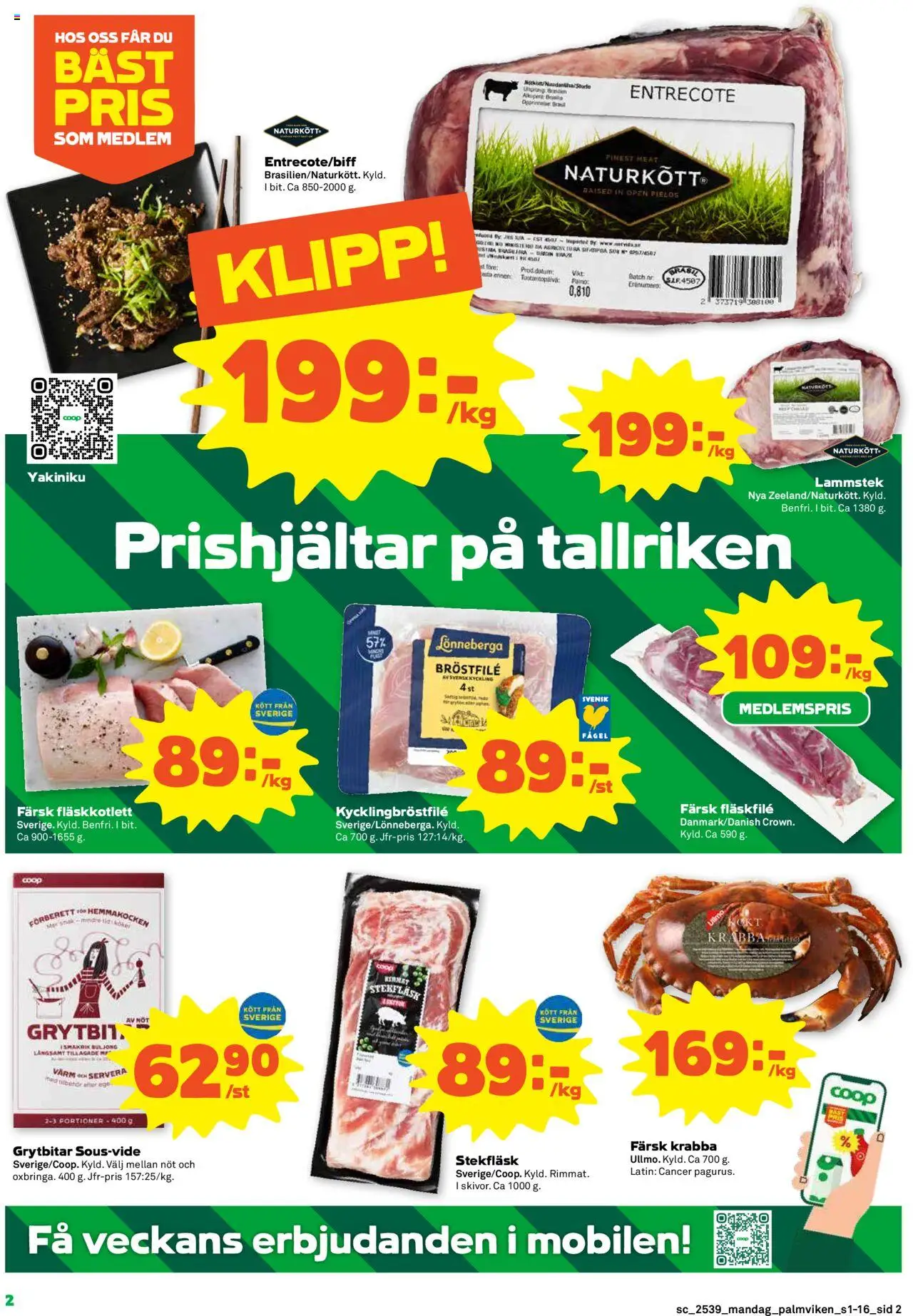 Stora Coop reklamblad aktuell från 22.09.2025 | Sida: 2 | Produkter: Entrecote