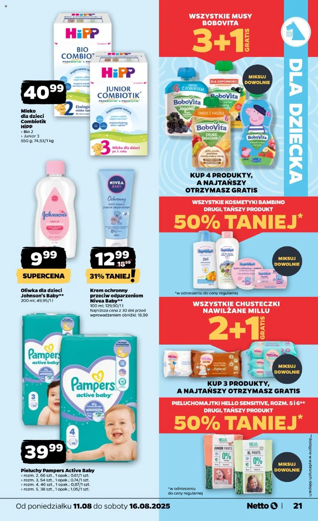 Netto gazetka - Spożywcza od 11.08.2025 | Strona: 21 | Produkty: Kosmetyki, Mleko, Krem, Owoce