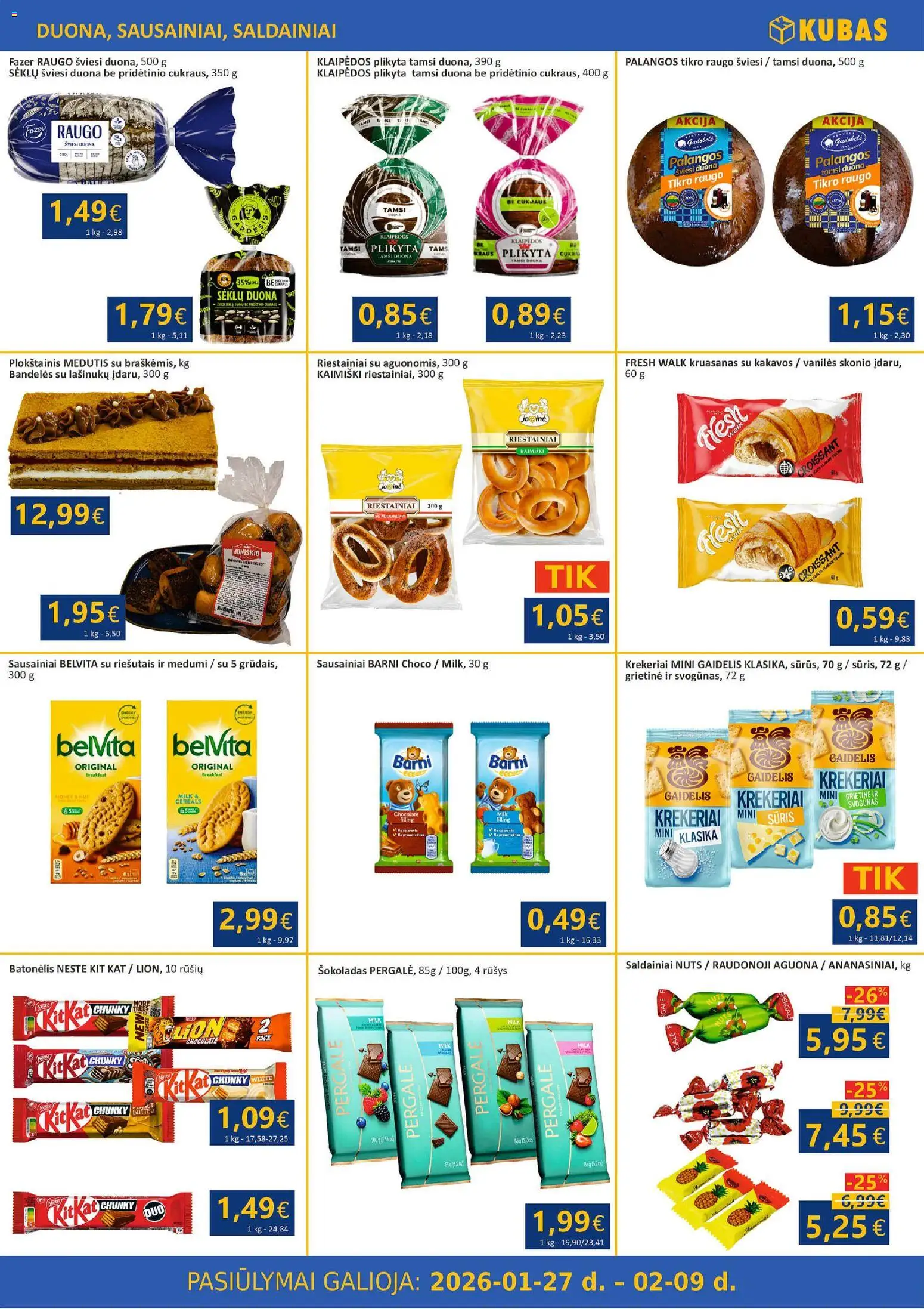 Kubas akcijos nuo 27.01.2026 | Puslapis: 6 | Prekių: Bandelės, Sūris, Šokoladas, Saldainiai