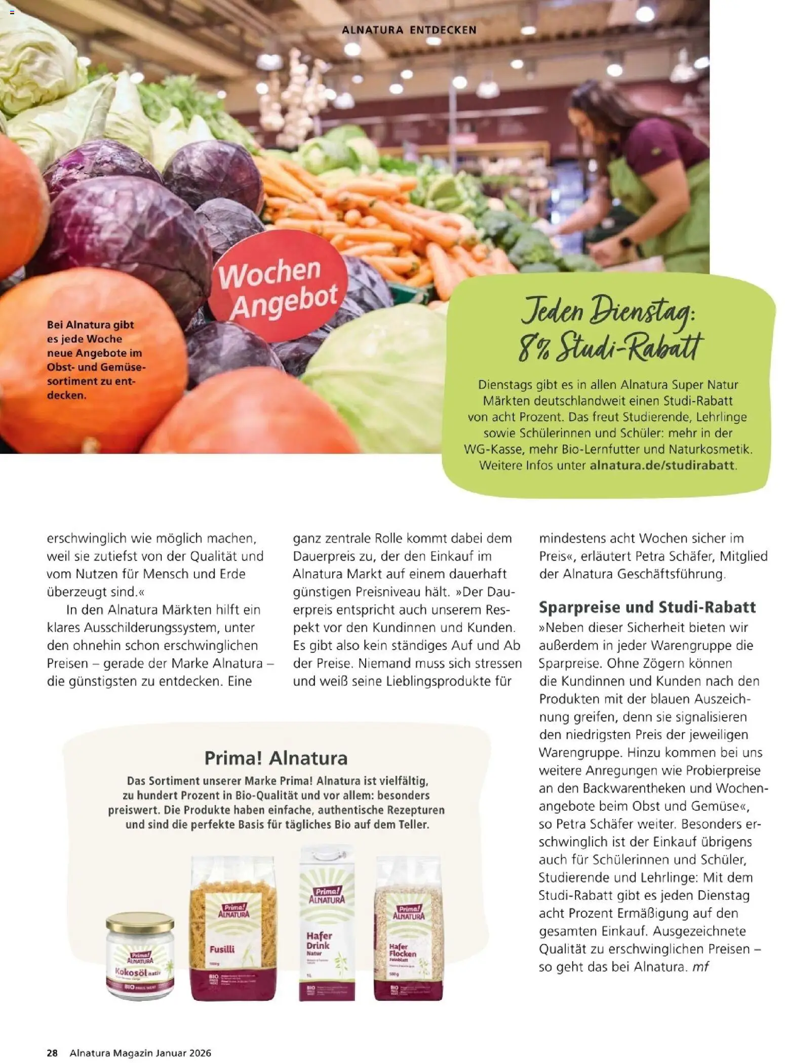 Alnatura Prospekt – gültig ab 01.01.2026 | Seite: 28 | Produkte: Gemüse, Obst, Flocken