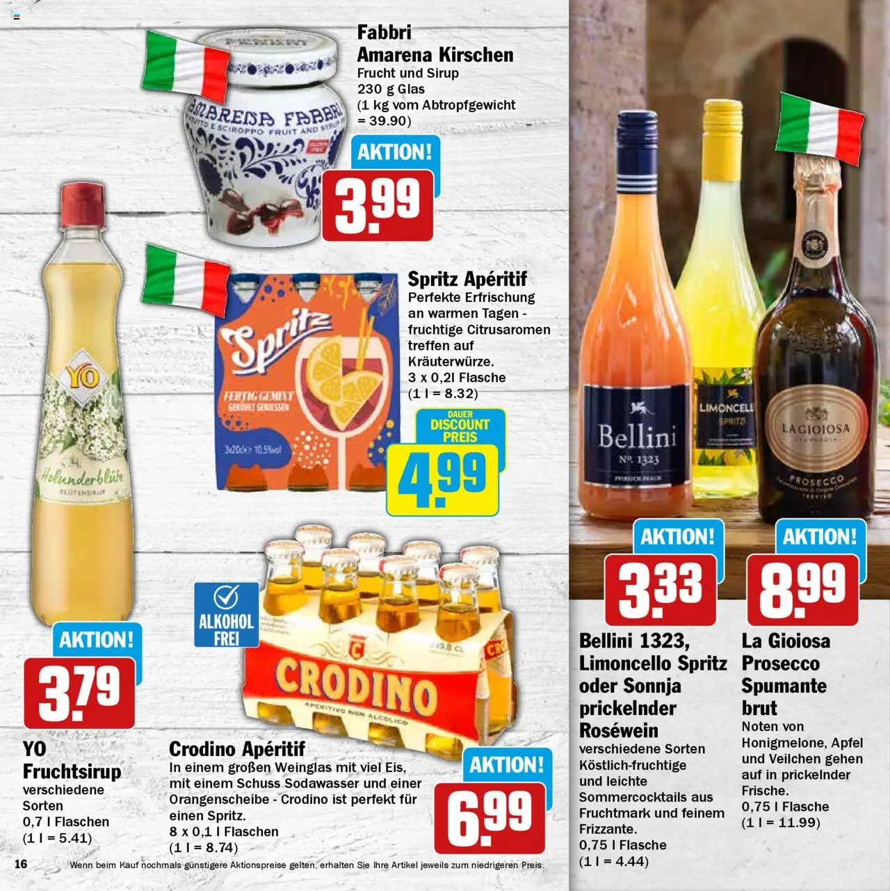 HIT Einfach Grillen - gültig ab dem 11.08.2025 | Seite: 16 | Produkte: Sirup, Kirschen, Prosecco, Limoncello