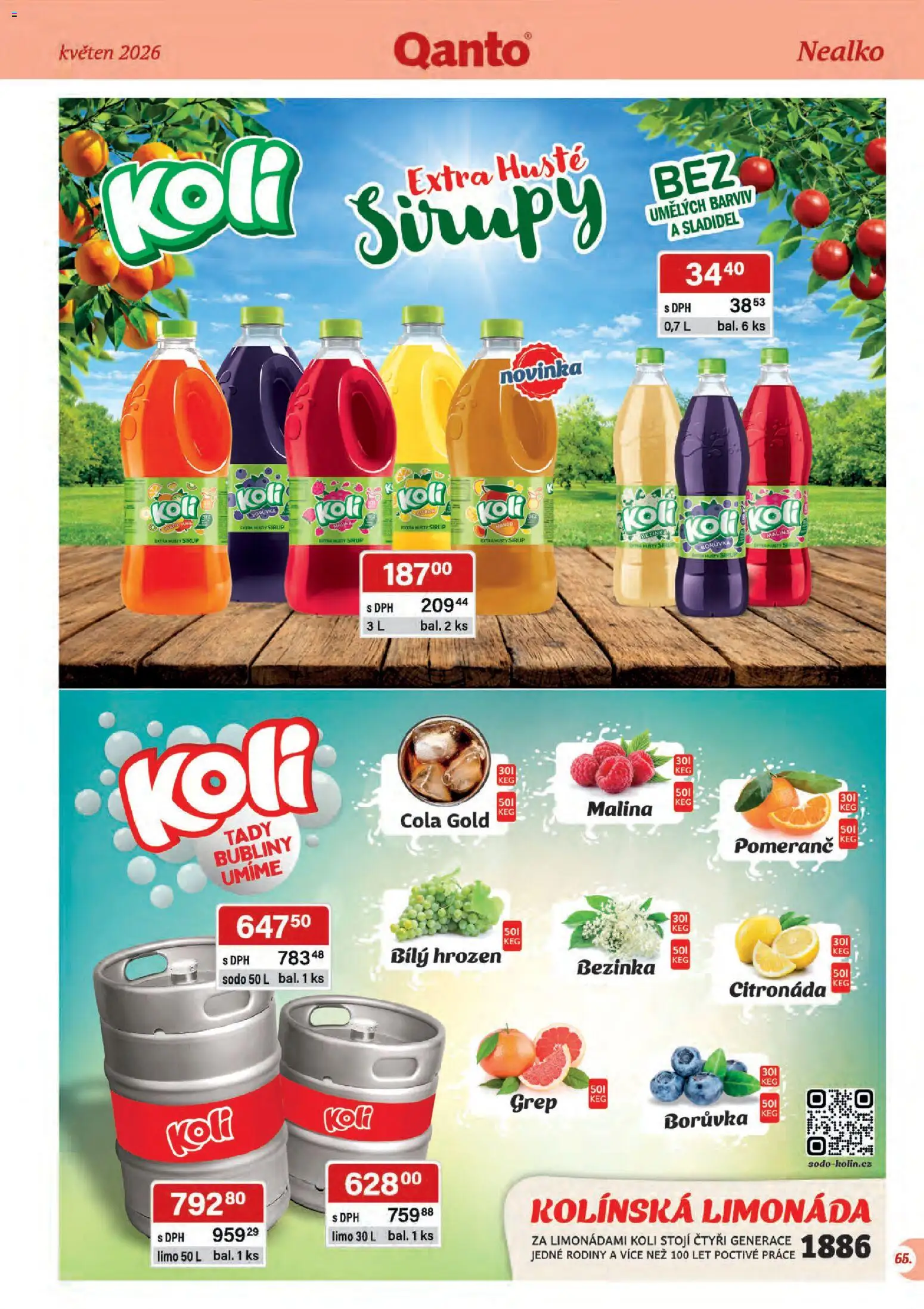 Astur & Qanto leták - Velkoobchod 05/2026 od 01.05.2026 | Strana: 65 | Produkty: Limonáda, Grep, Sirup, Cola