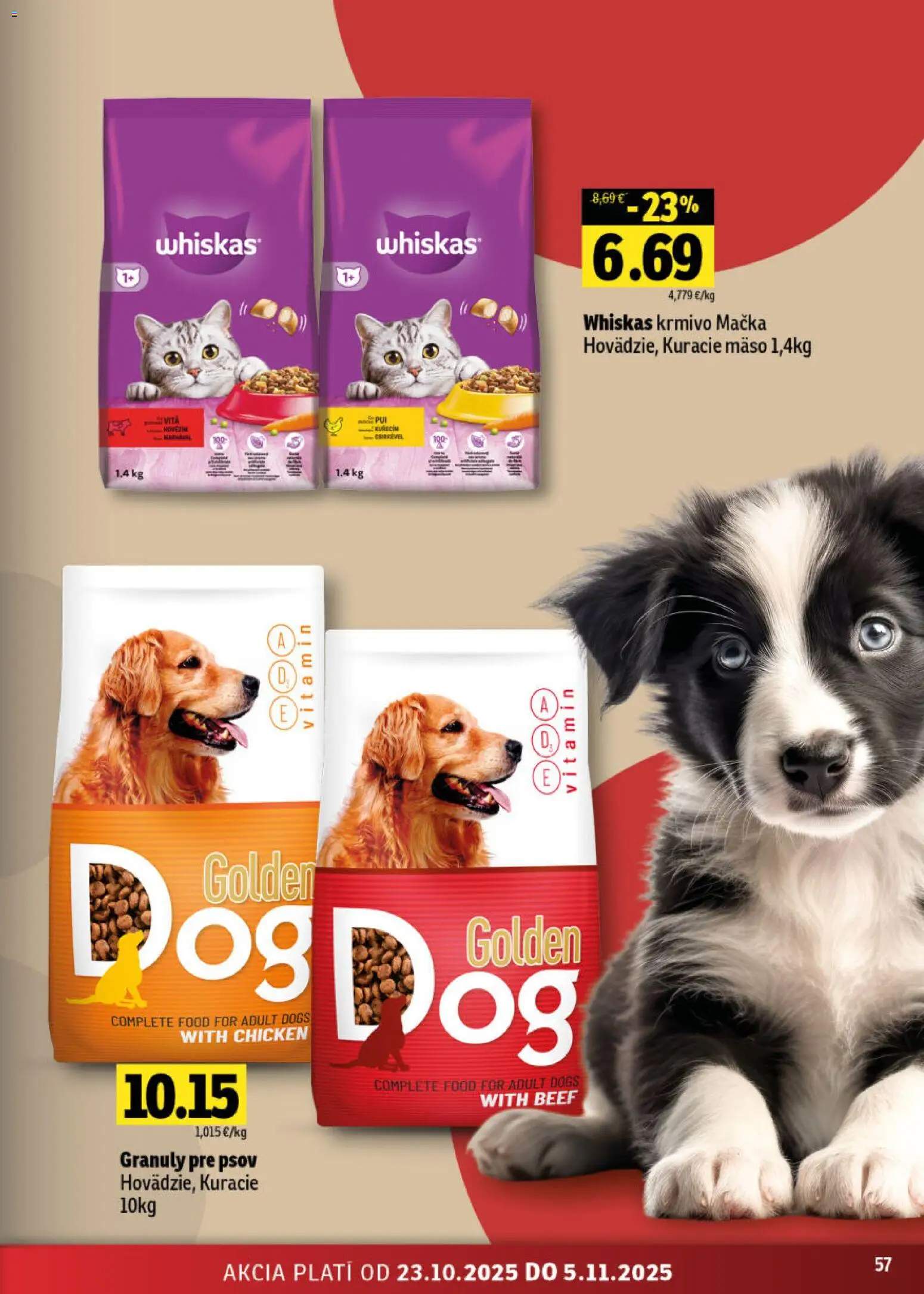 Nové Fresh akcie – leták je platný od 23.10.2025 | Strana: 57 | Produkty: Kuracie mäso, Whiskas