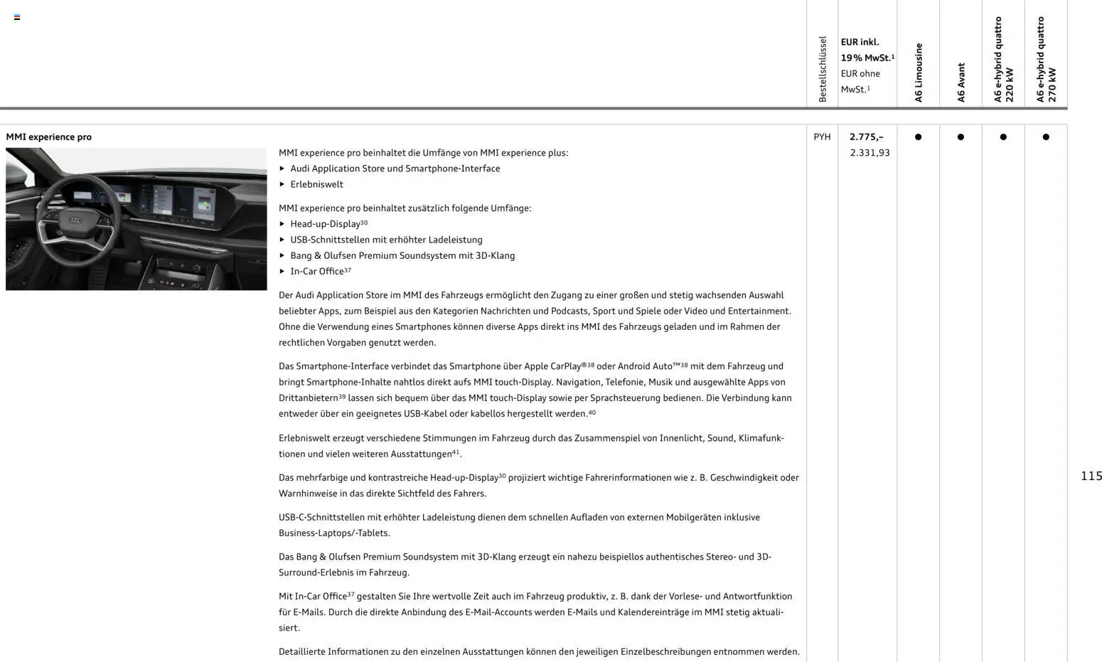 Audi A6 – gültig ab 28.10.2025 | Seite: 115 | Produkte: Telefon
