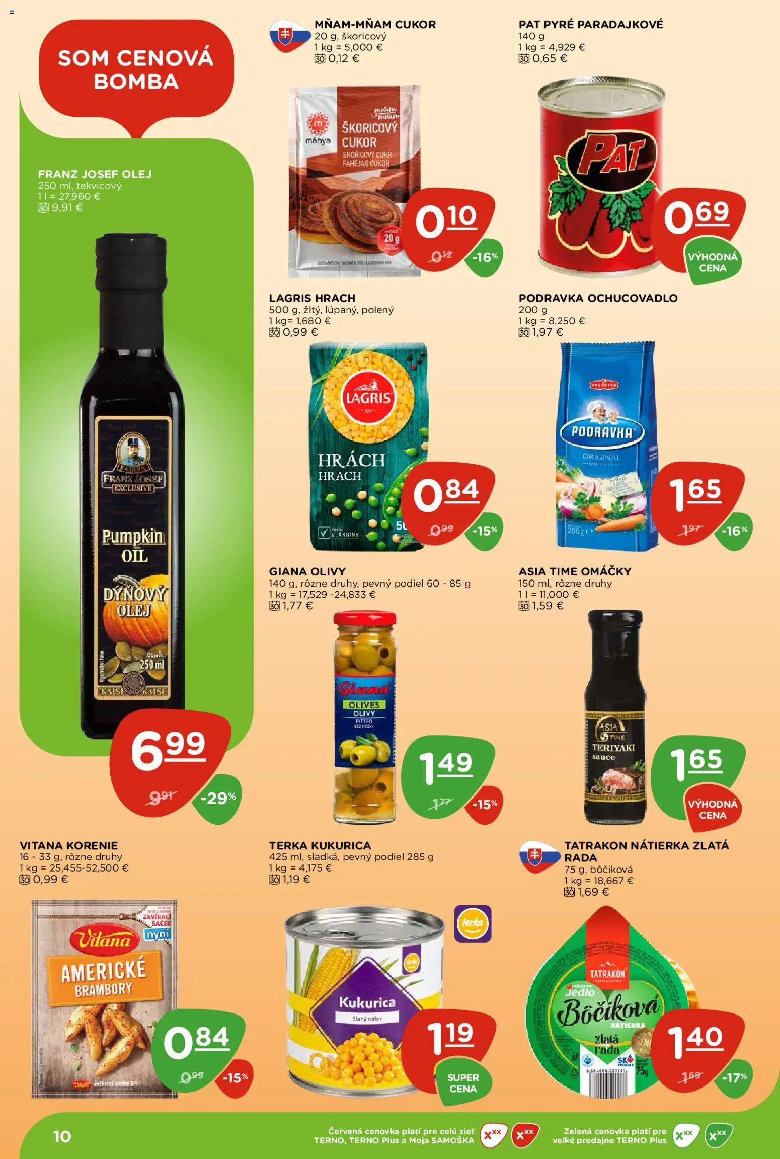 Nové Terno akcie – leták je platný od 12.02.2026 | Strana: 10 | Produkty: Olej, Hrach, Korenie, Kukurica