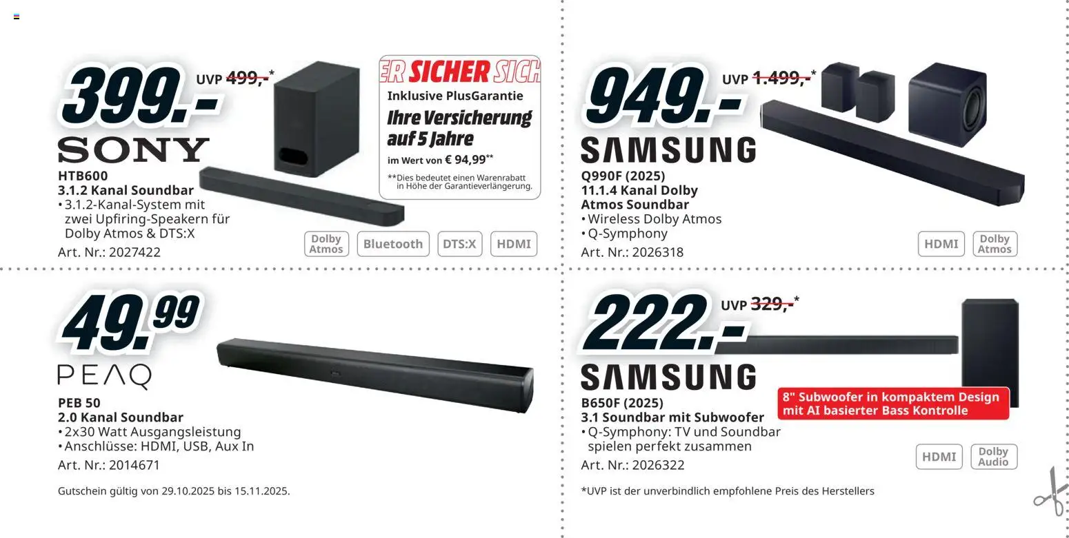 Media Markt Black Friday gültig ab 29.10.2025 | Seite: 50 | Produkte: TV, Audio, Samsung
