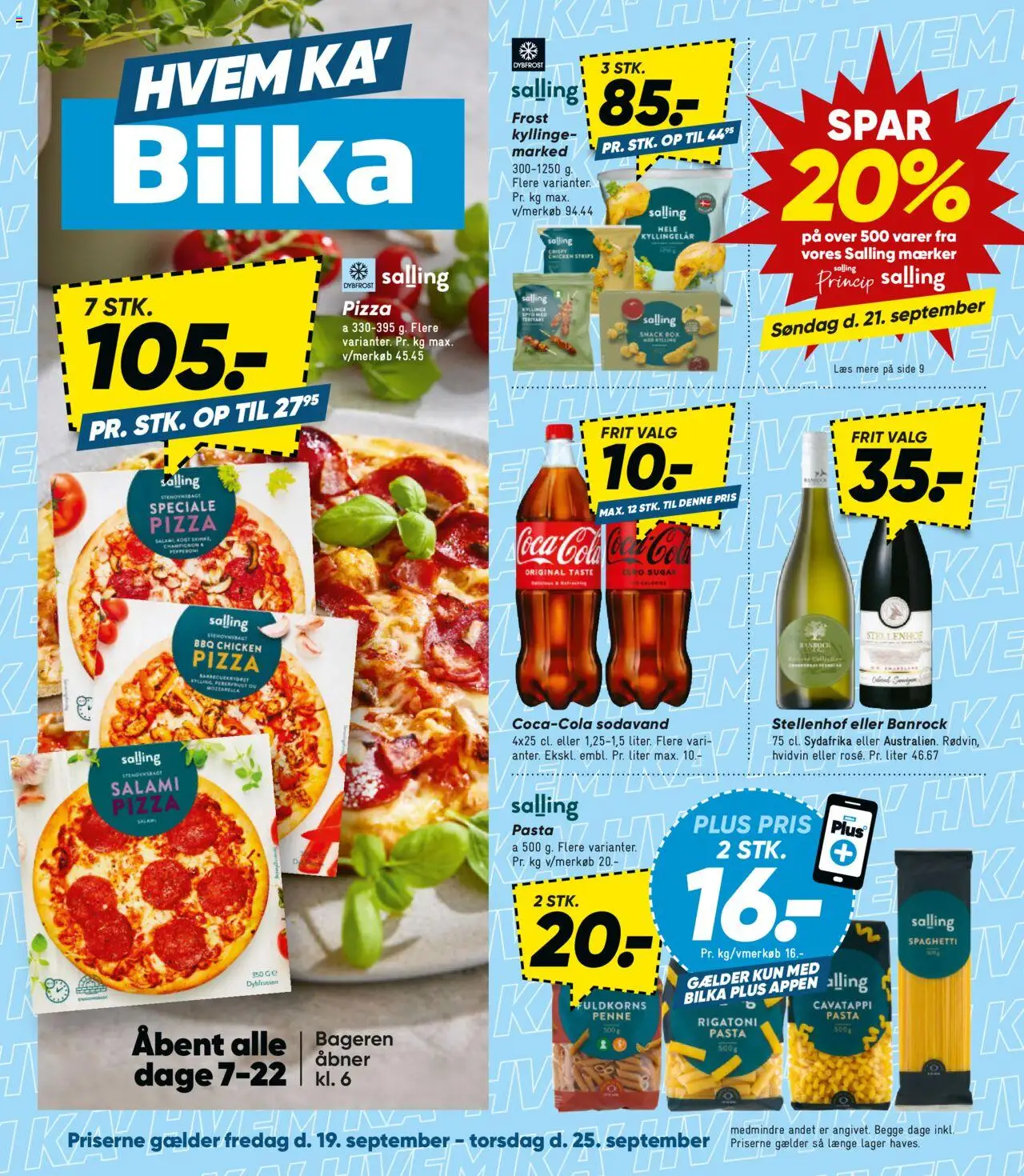 Bilka tilbudsavis – gyldig fra 19.09.2025 | Side: 1 | Produkter: Pizza, Spaghetti, Sodavand, Cola