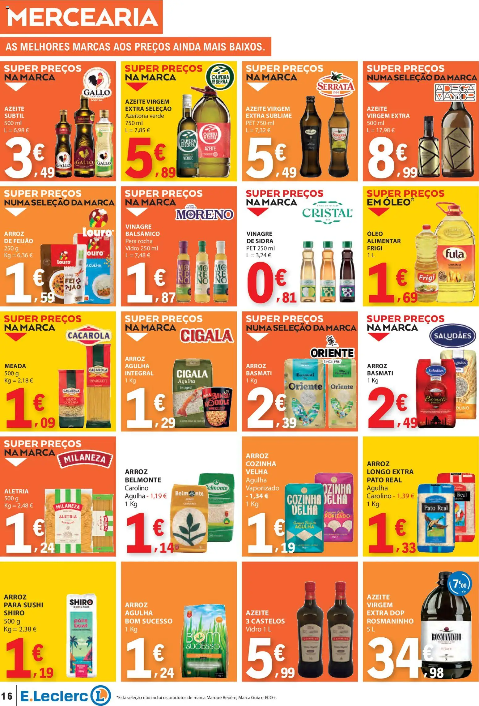 E.Leclerc folheto │ válido de 08.01.2026 | Página: 16 | Produtos: Azeite, Milaneza, Louro, Arroz