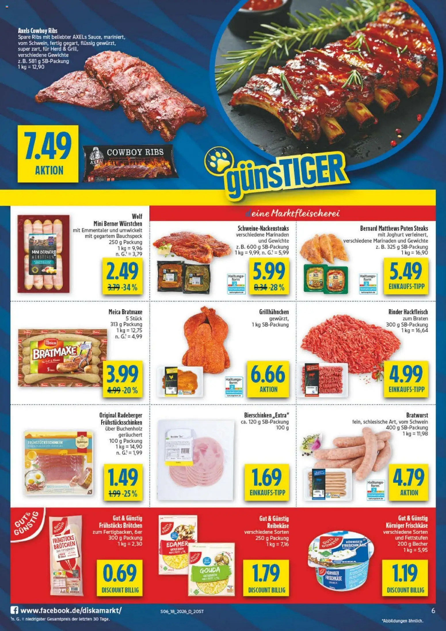 Diska - Diska Angebote Sachsen-Thüringen KW18 – gültig ab 27.04.2026 | Seite: 6 | Produkte: Herd, Bratwurst, Reibekase, Frischkase