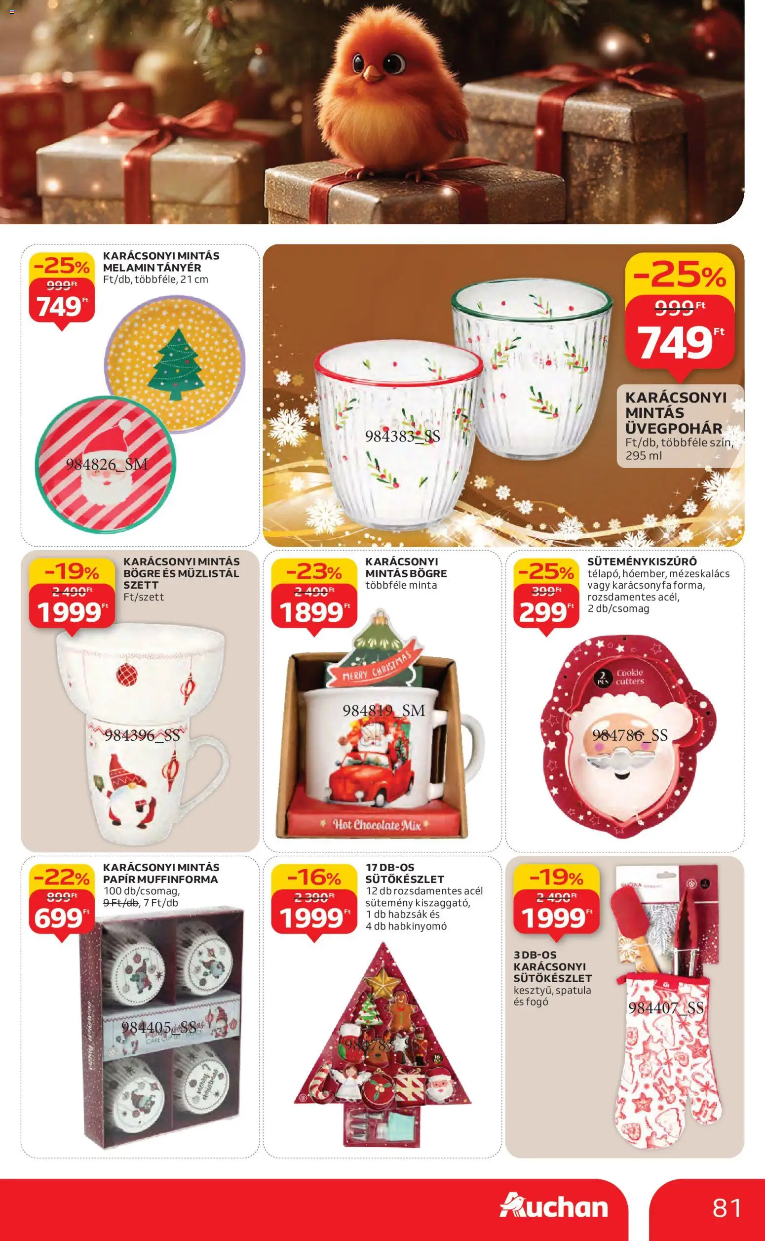 Auchan akciós ujság - amely érvényes a következő dátumtól: 27.11.2025 | Oldal: 81 | Termékek: Bögre, Mézeskalács, Tányér, Sütemény