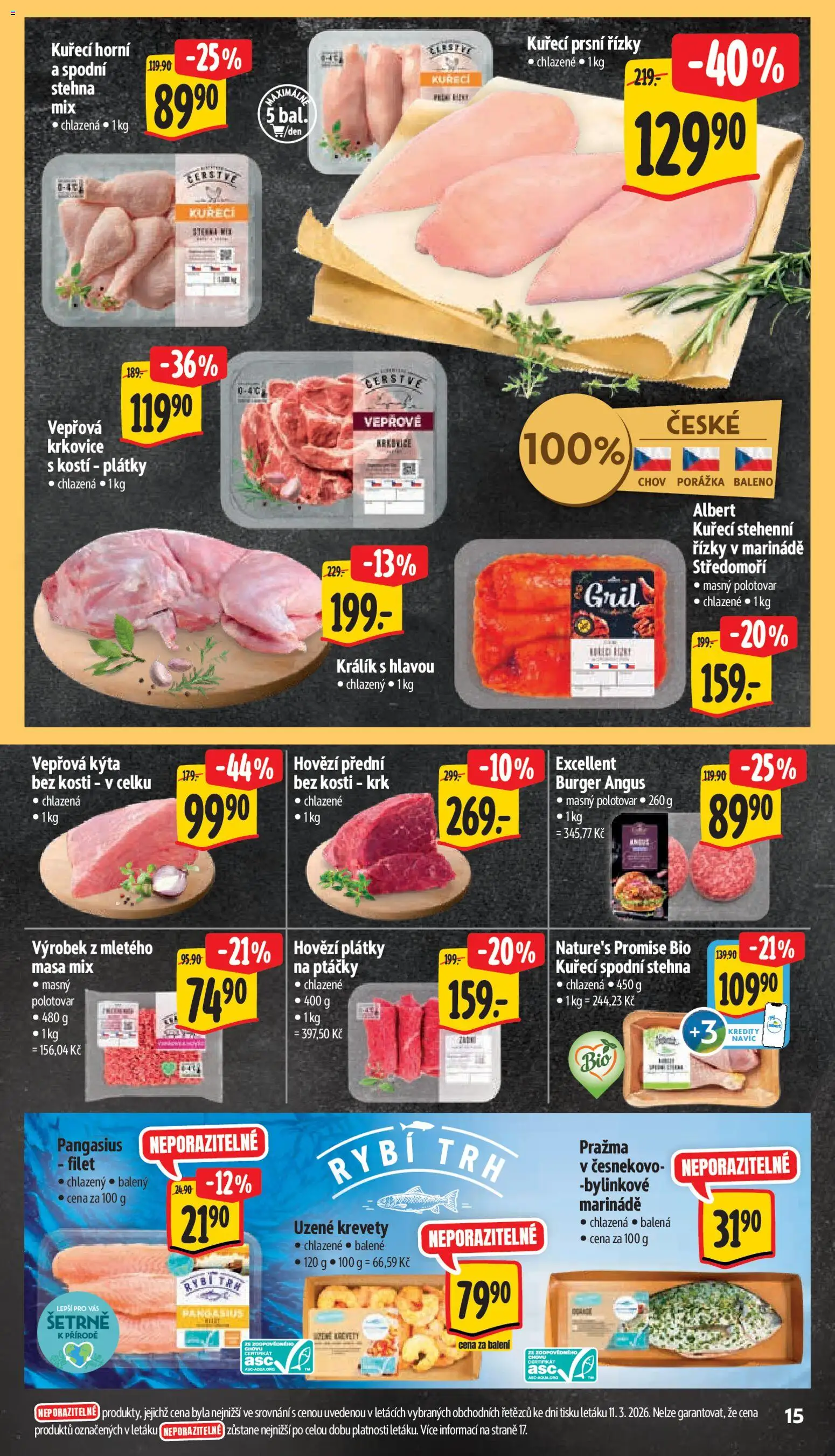 Albert leták - Supermarket od 18.03.2026 | Strana: 23 | Produkty: Burger, Králík, Hovězí, Krevety
