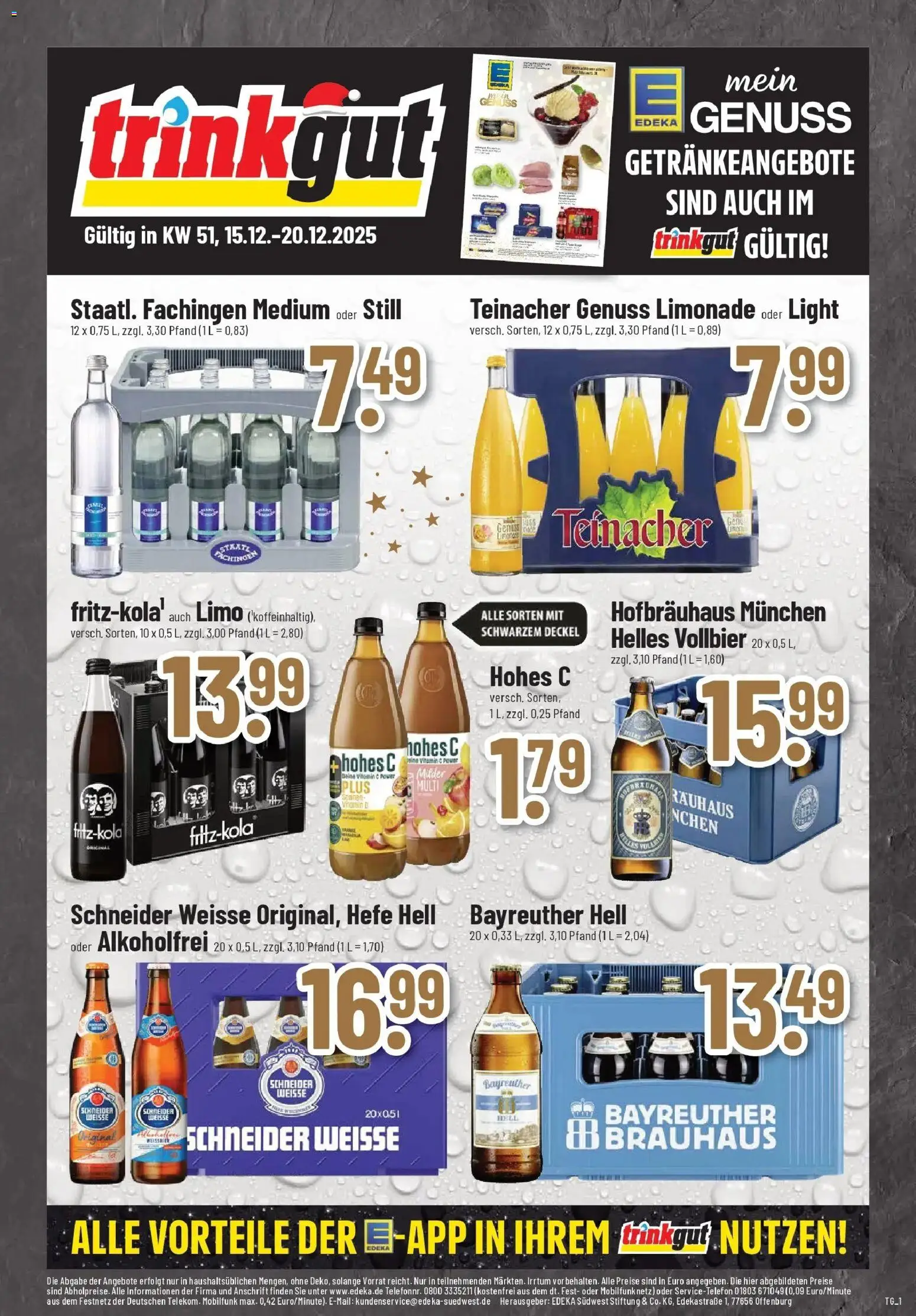 Edeka prospekt Oberstenfeld	 – gültig ab 14.12.2025 | Seite: 36 | Produkte: Bayreuther hell, Limonade, Hohes c