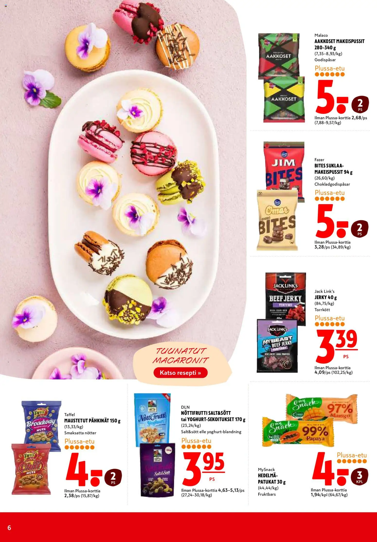 K-Citymarket tarjoukset – voimassa 20.04.2026 alkaen | Sivu: 6 | Tuotteet: Makeispussit, Mango, Suklaa, Pähkinät