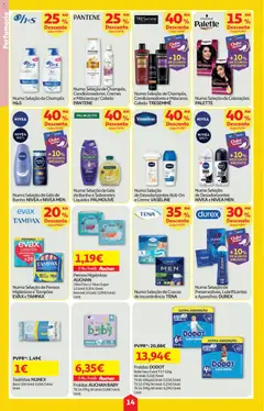 Pré-visualização Auchan folheto válido de 05.03.2026 | Página: 14 | Produtos: Pensos higiénicos, Fraldas, Fraldas dodot, Cuecas