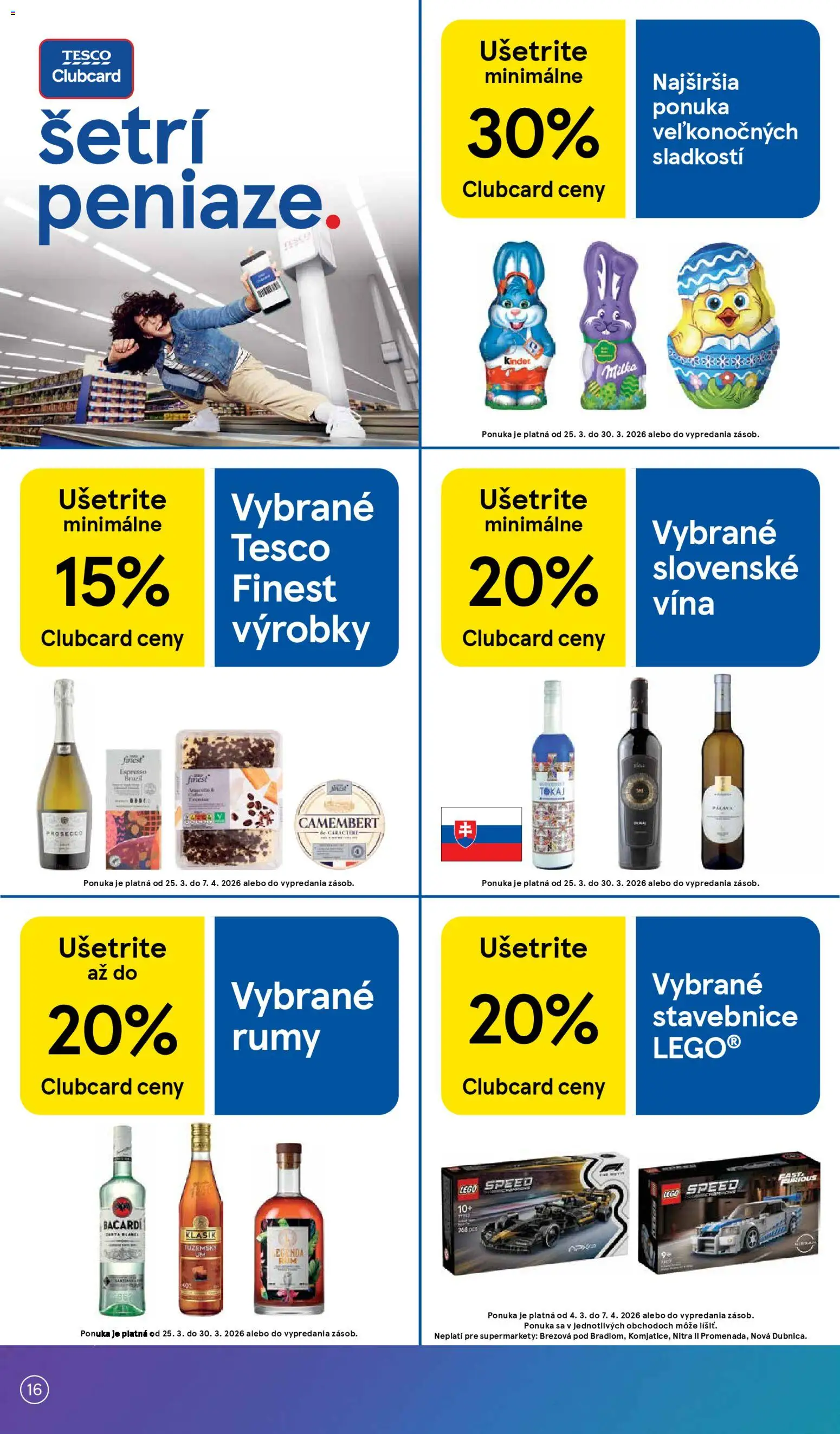 Nové Tesco akcie – leták je platný od 25.03.2026 | Strana: 16 | Produkty: Prosecco, Kinder, LEGO, Bacardi