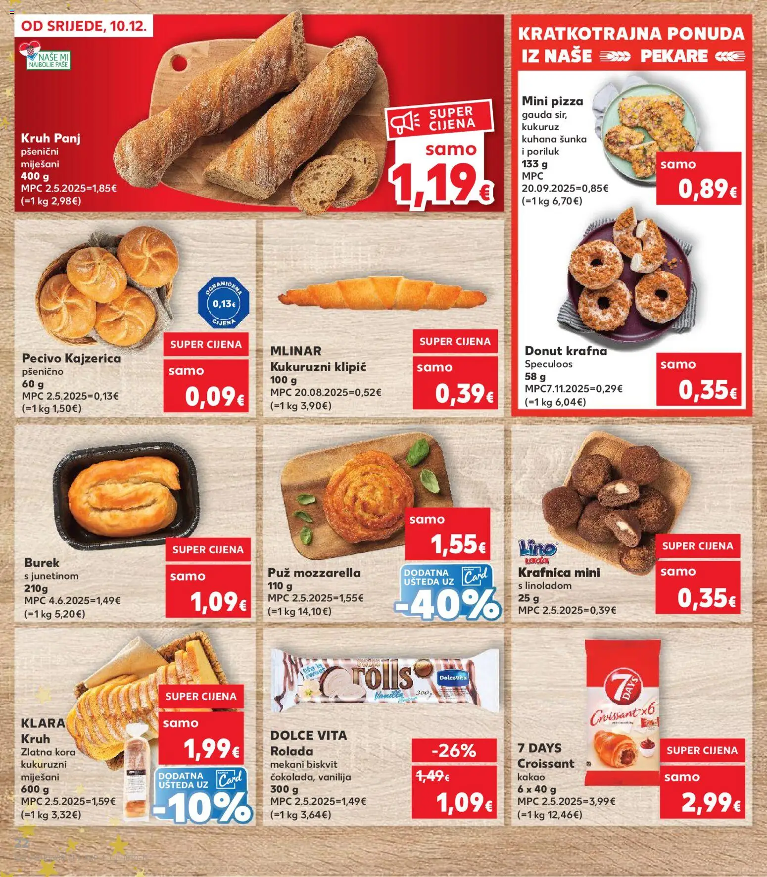 Kaufland katalog | vrijedi od 10.12.2025 | Stranica: 22 | Proizvodi: Mozzarella, Burek, Kakao, Pecivo