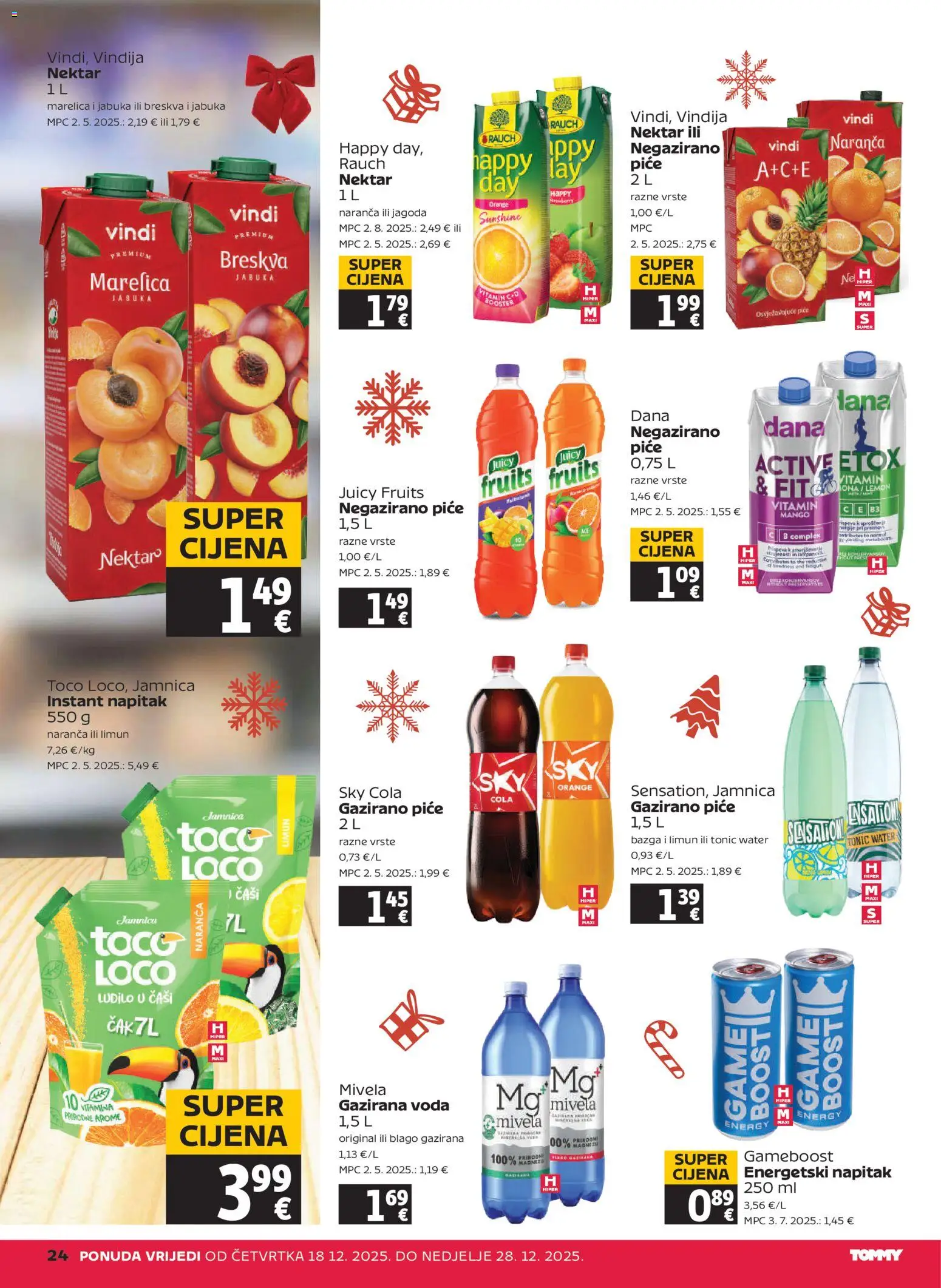 Tommy katalog | vrijedi od 18.12.2025 | Stranica: 24 | Proizvodi: Vindija, Sky Cola, Tonic, Mango