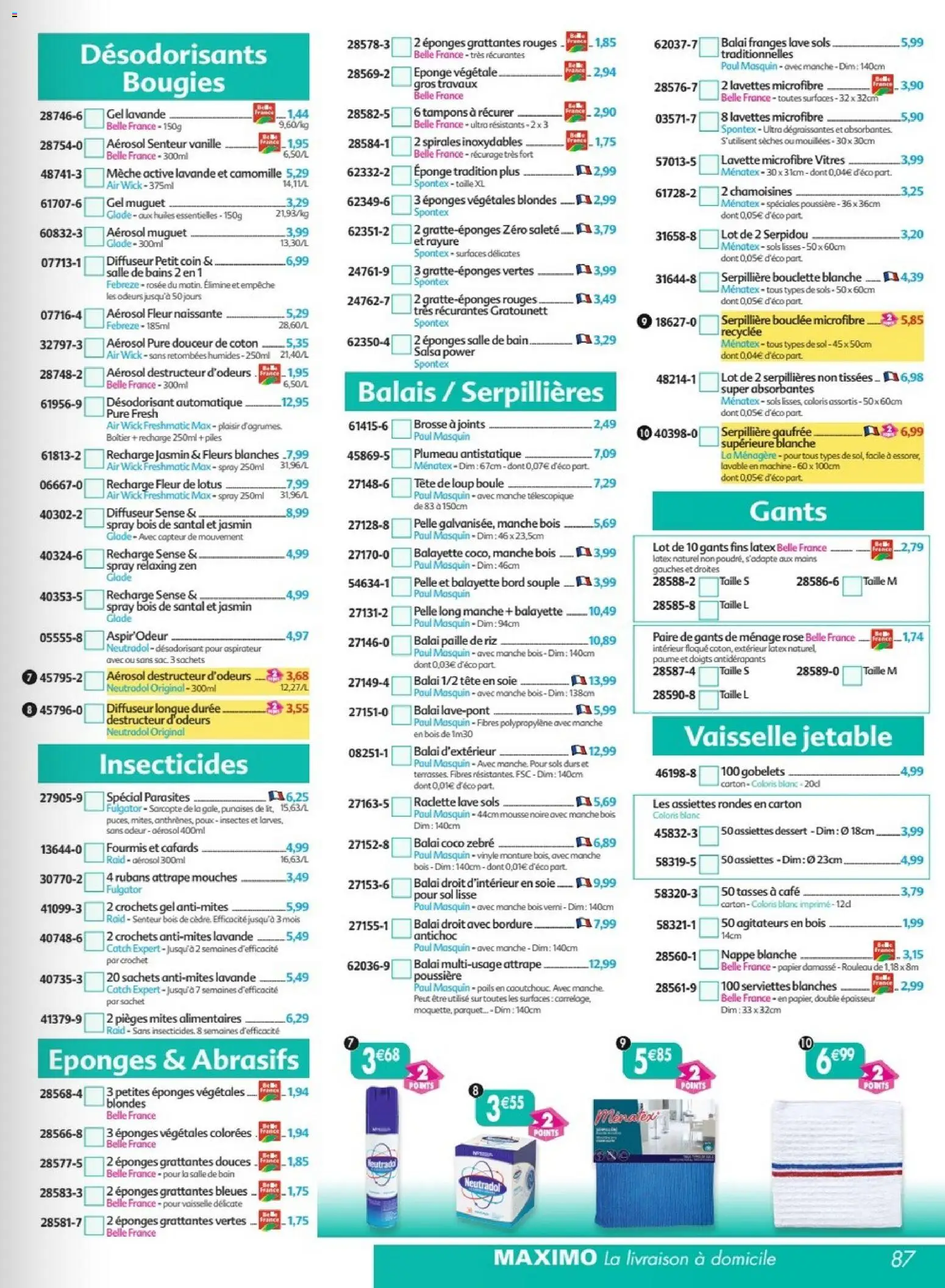 {H1} | Page: 87 | Produits: Aspirateur, Mousse, Balai, Piles