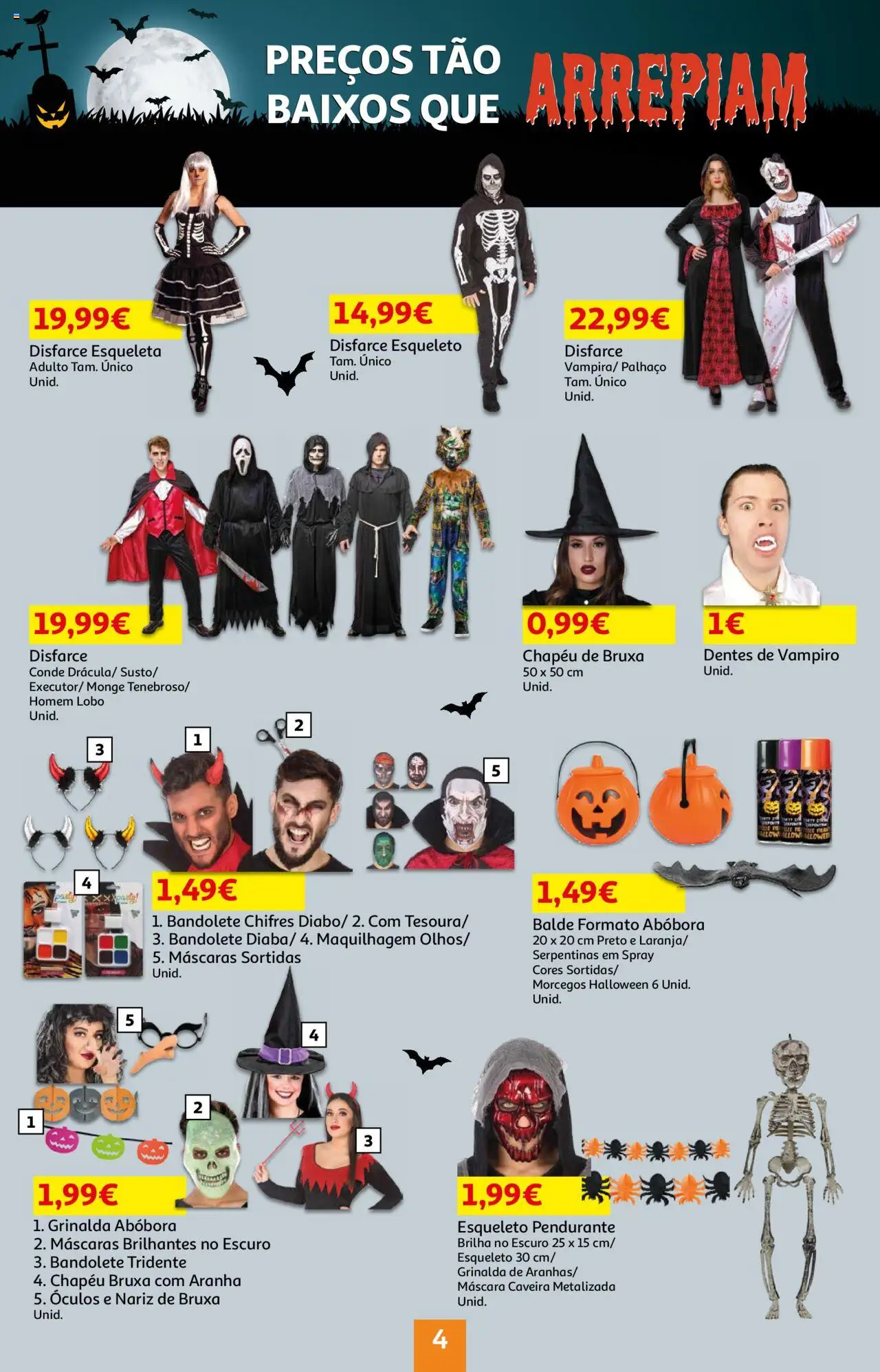 Auchan - Preços tão baixos que arrepiam │ válido de 16.10.2025 | Página: 4 | Produtos: Chapéu, Óculos, Maquilhagem, Abóbora
