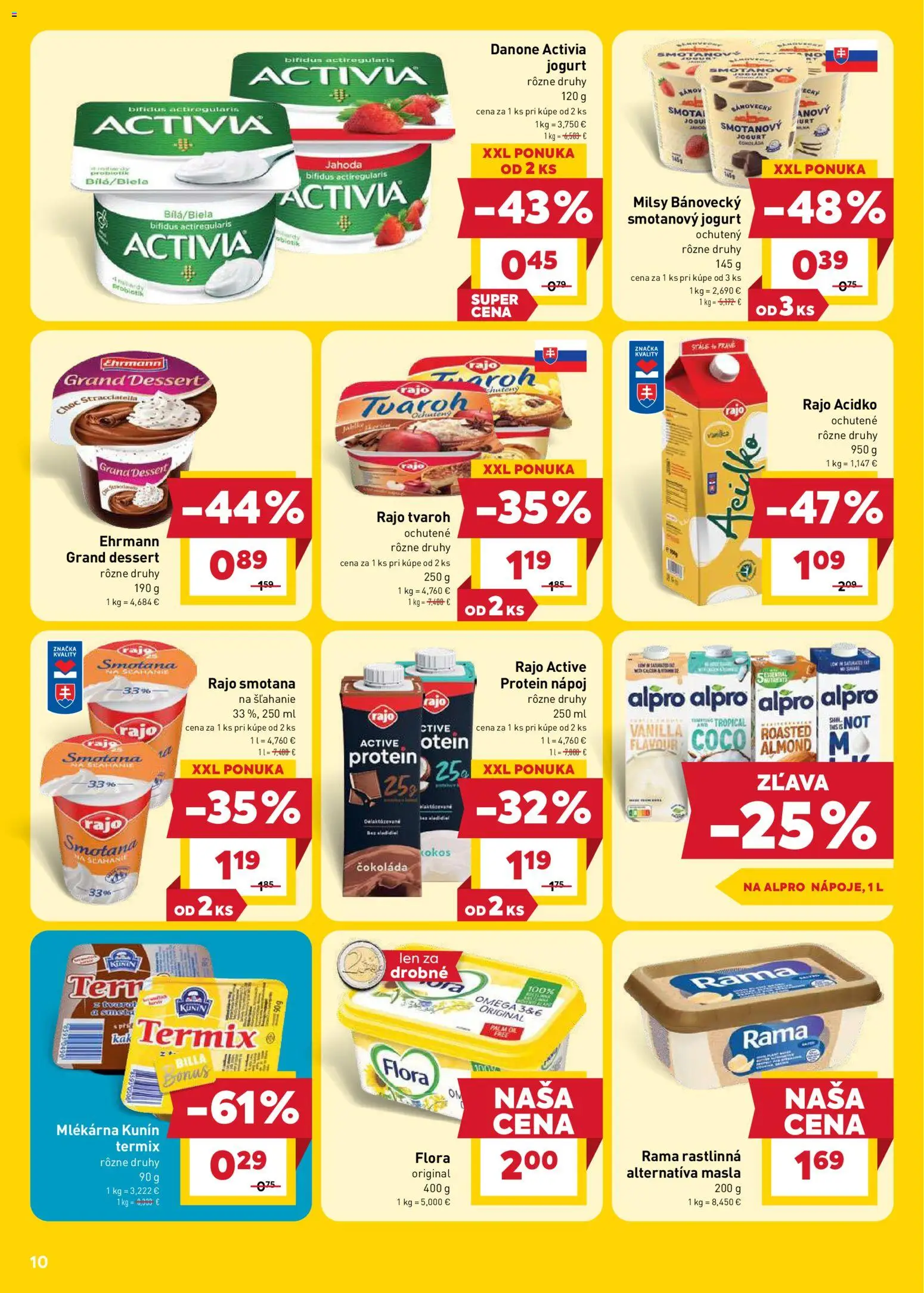Nové Billa akcie – leták je platný od 15.04.2026 | Strana: 10 | Produkty: Jogurt, Tvaroh, Rama, Alpro