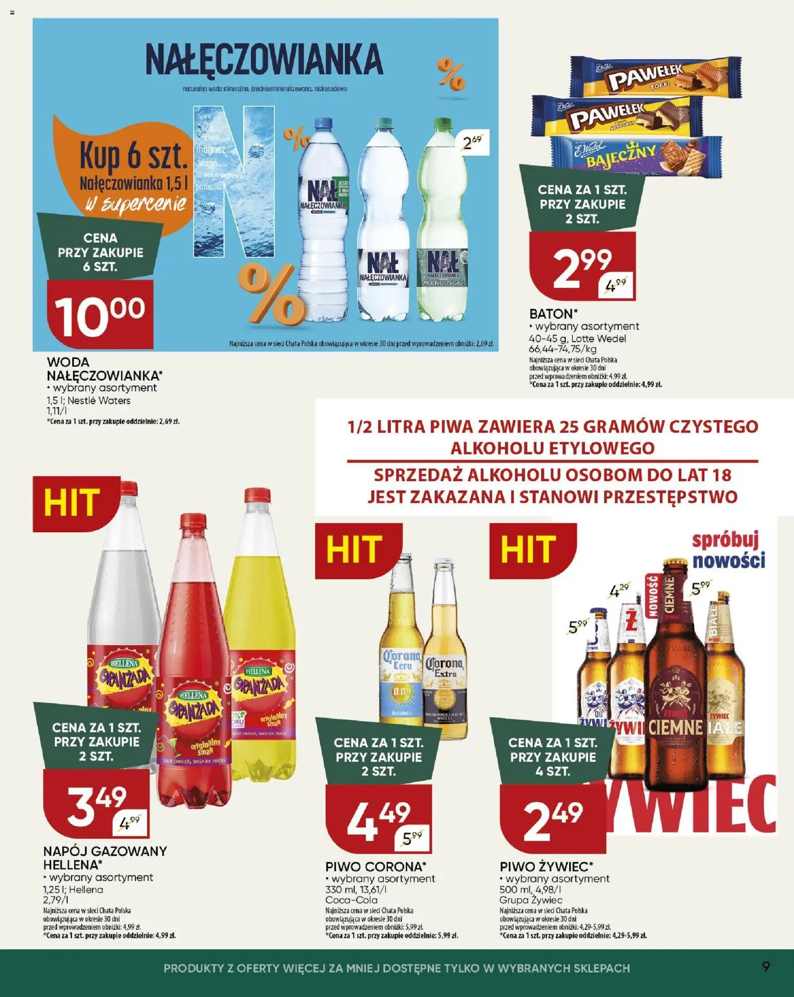 Chata Polska Gazetka od 20.11.2025 | Strona: 9 | Produkty: Piwo, Woda