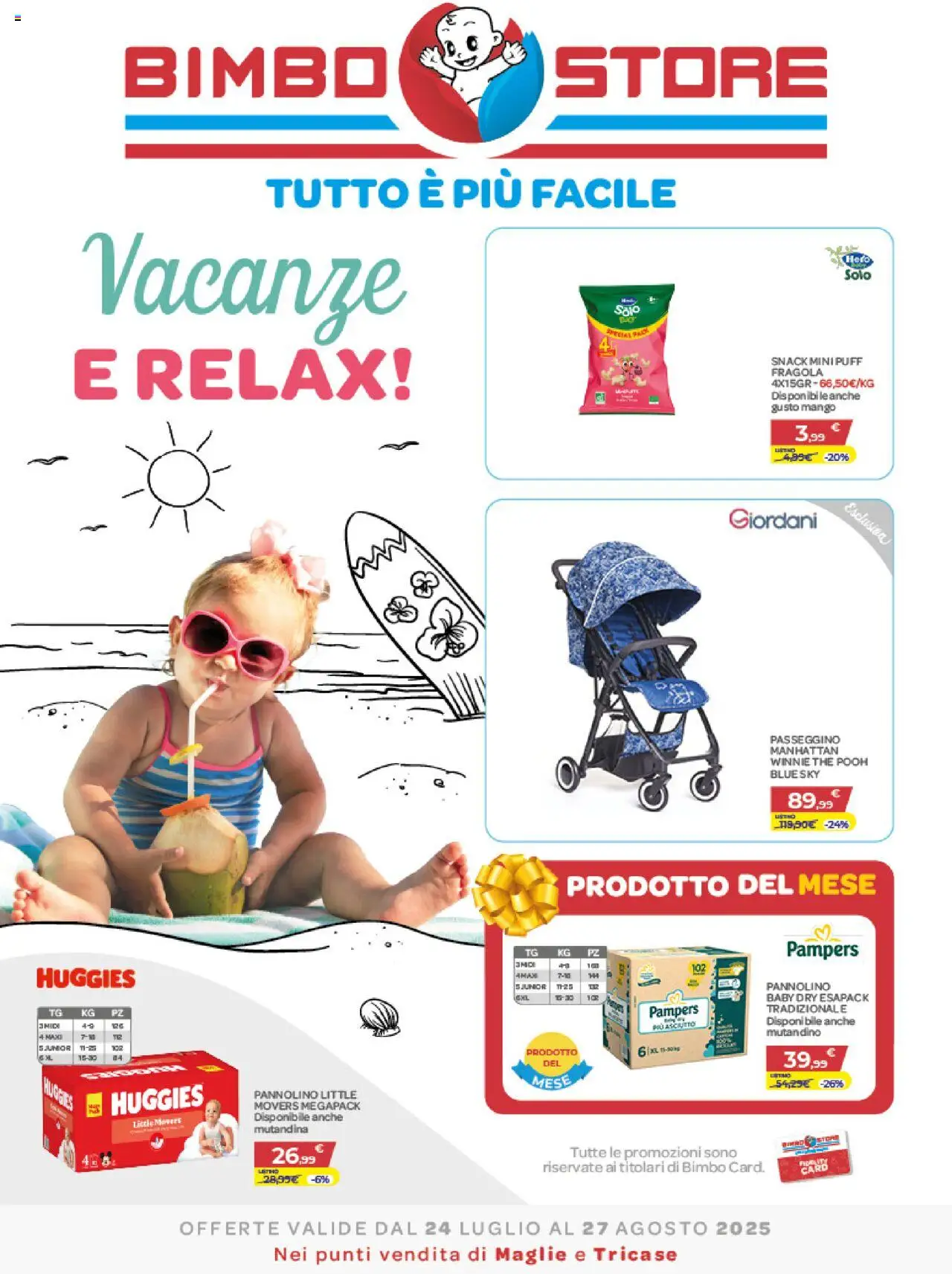 Volantino Bimbo store del 24.07.2025 | Pagina: 1 | Prodotti: Mango, The, Pampers, Passeggino