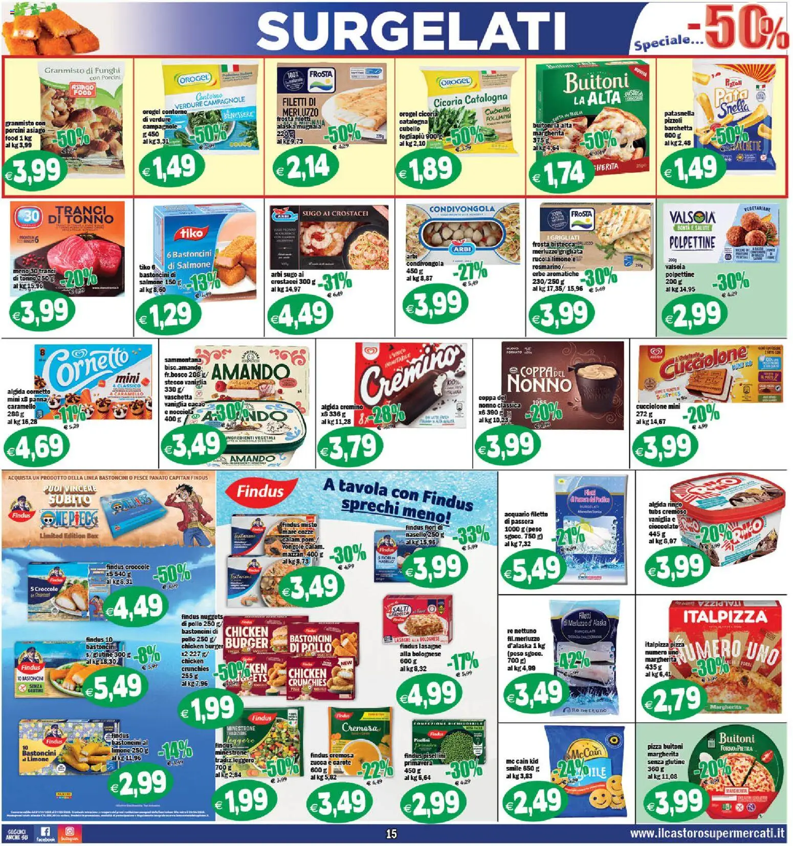 Volantino Il Castoro del 26.01.2026 | Pagina: 15 | Prodotti: Minestrone, Cioccolato, Pizza, Cozze