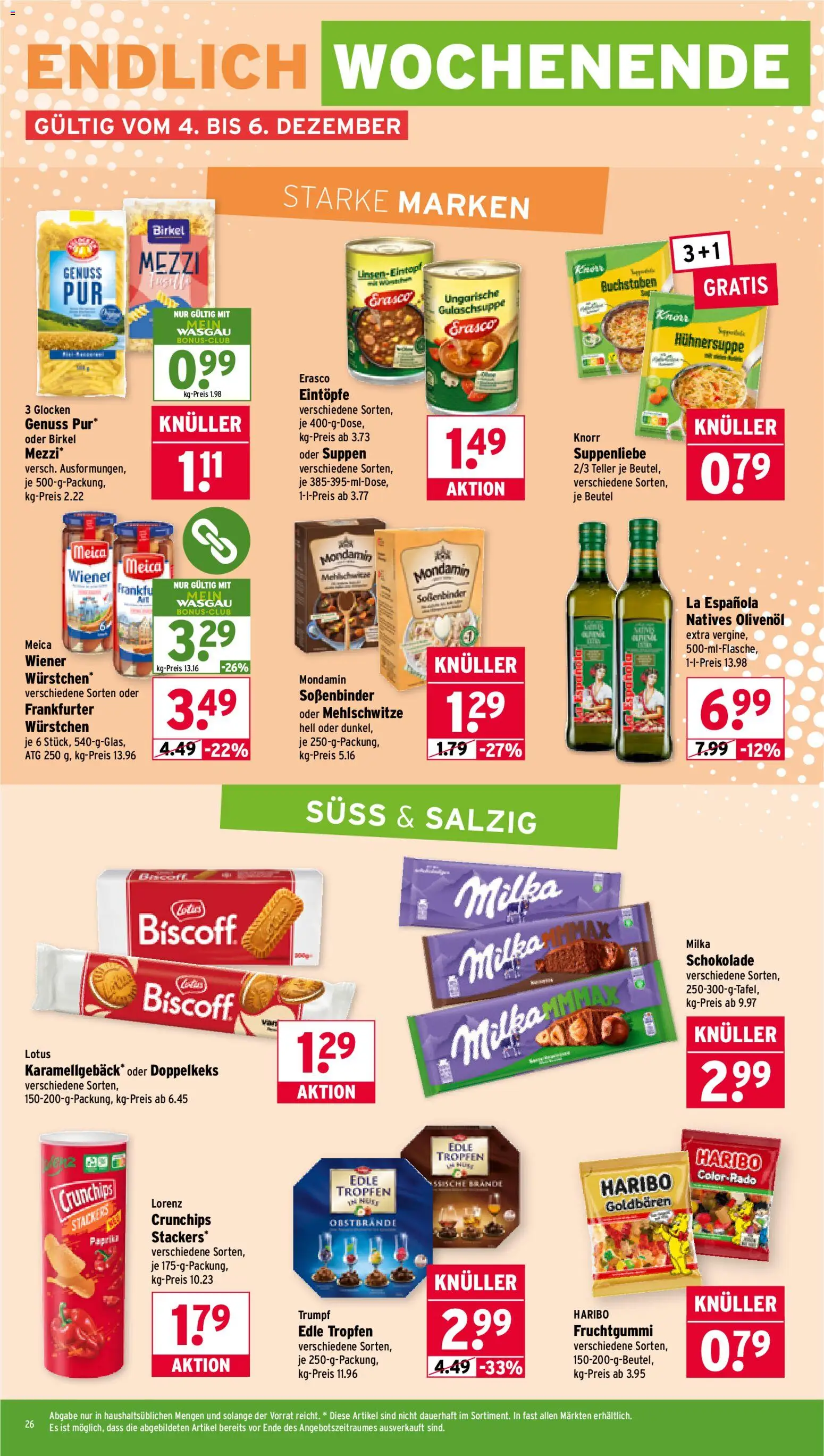 Wasgau Prospekt 	 – gültig ab 01.12.2025 | Seite: 26 | Produkte: Haribo, Schokolade, Milka, Meica