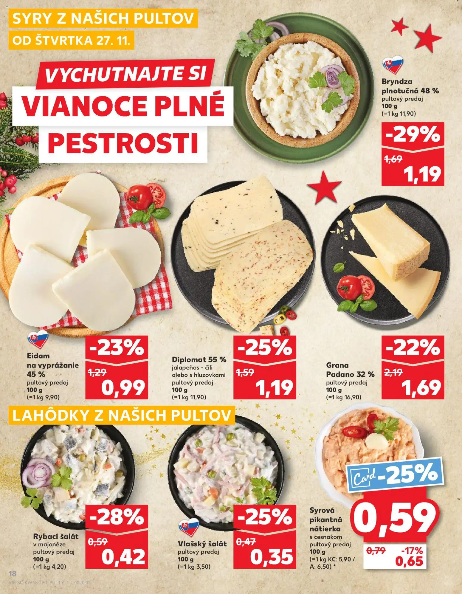 Nové Kaufland akcie – leták je platný od 27.11.2025 | Strana: 18 | Produkty: Eidam, Bryndza, Šalát
