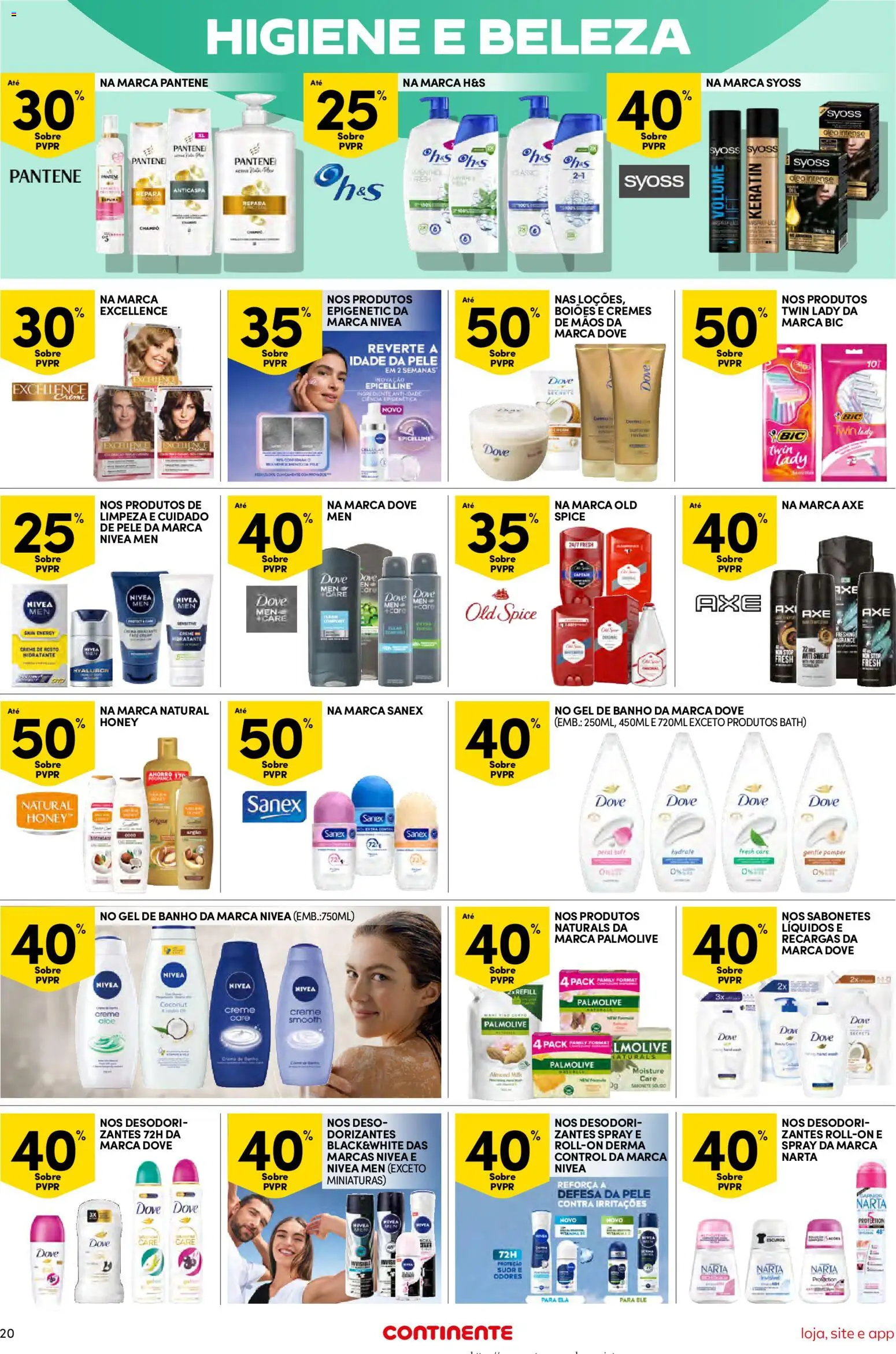 Continente Semanal Continente Bom Dia │ válido de 13.01.2026 | Página: 20 | Produtos: Gel de banho, Banho, Óleo, Creme