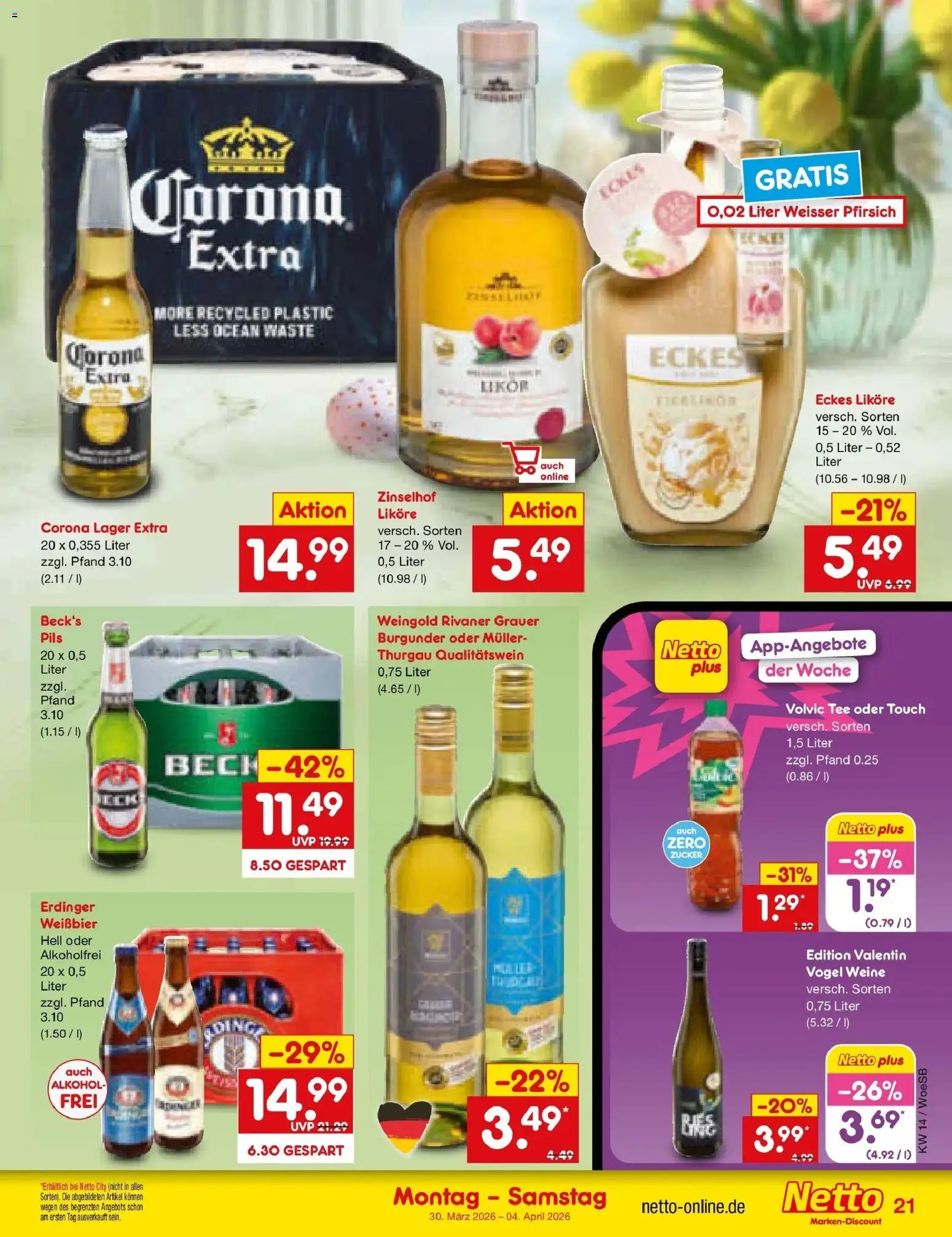 Netto Marken-Discount Prospekt Katzweiler	 – gültig ab 30.03.2026 | Seite: 25 | Produkte: Erdinger, Volvic tee, Zucker, Tee