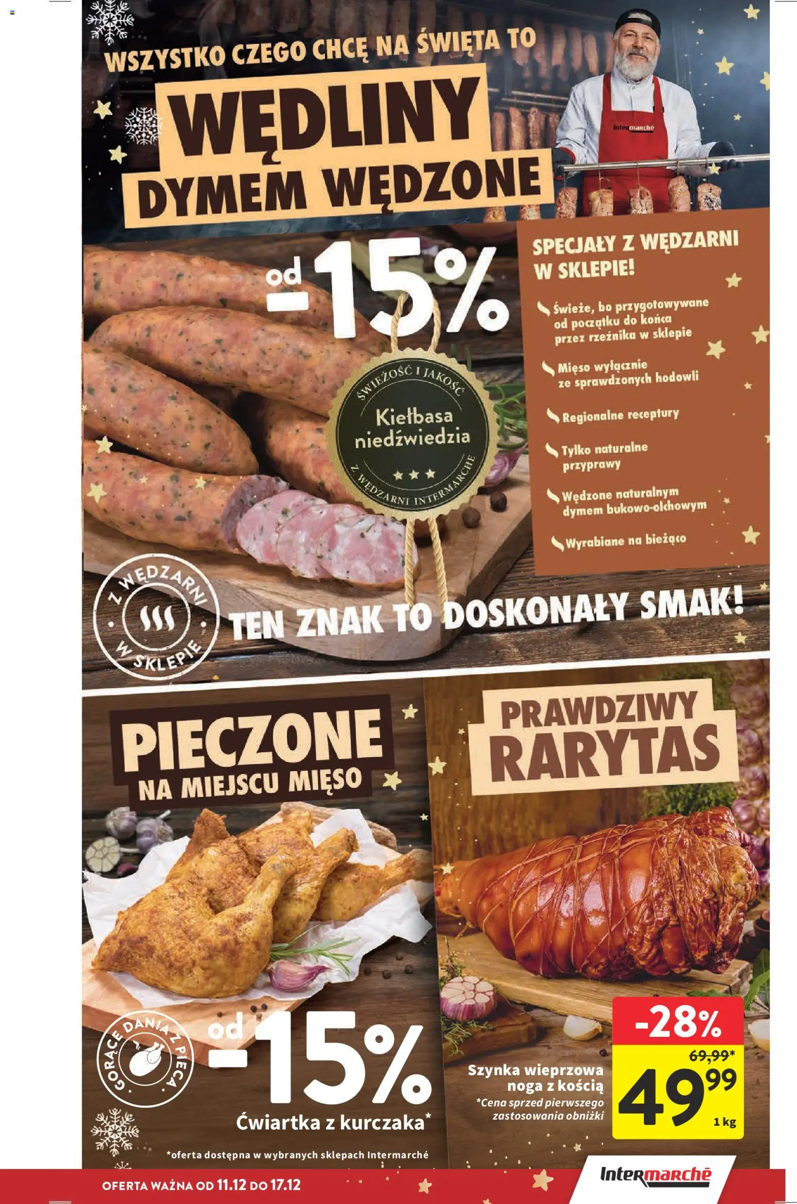 Intermarche Gazetka od 11.12.2025 | Strona: 30 | Produkty: Kiełbasa, Szynka wieprzowa, Szynka, Wędliny