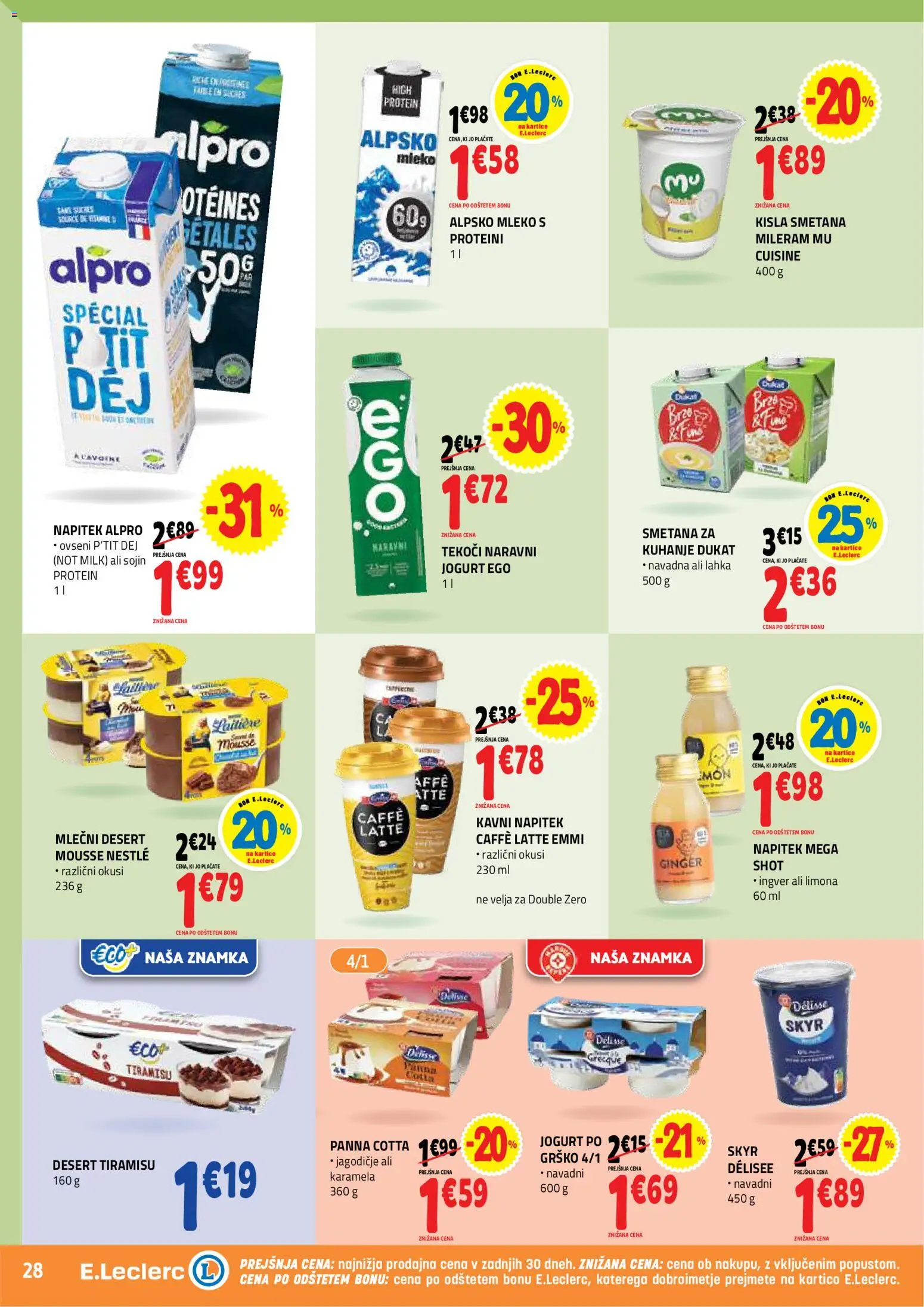 Novi E.leclerc katalog ponudbe – veljaven od 18.03.2026 | Stran: 28 | Izdelki: Βαλσάμικο ξύδι, Mileram, Mleko, Limona