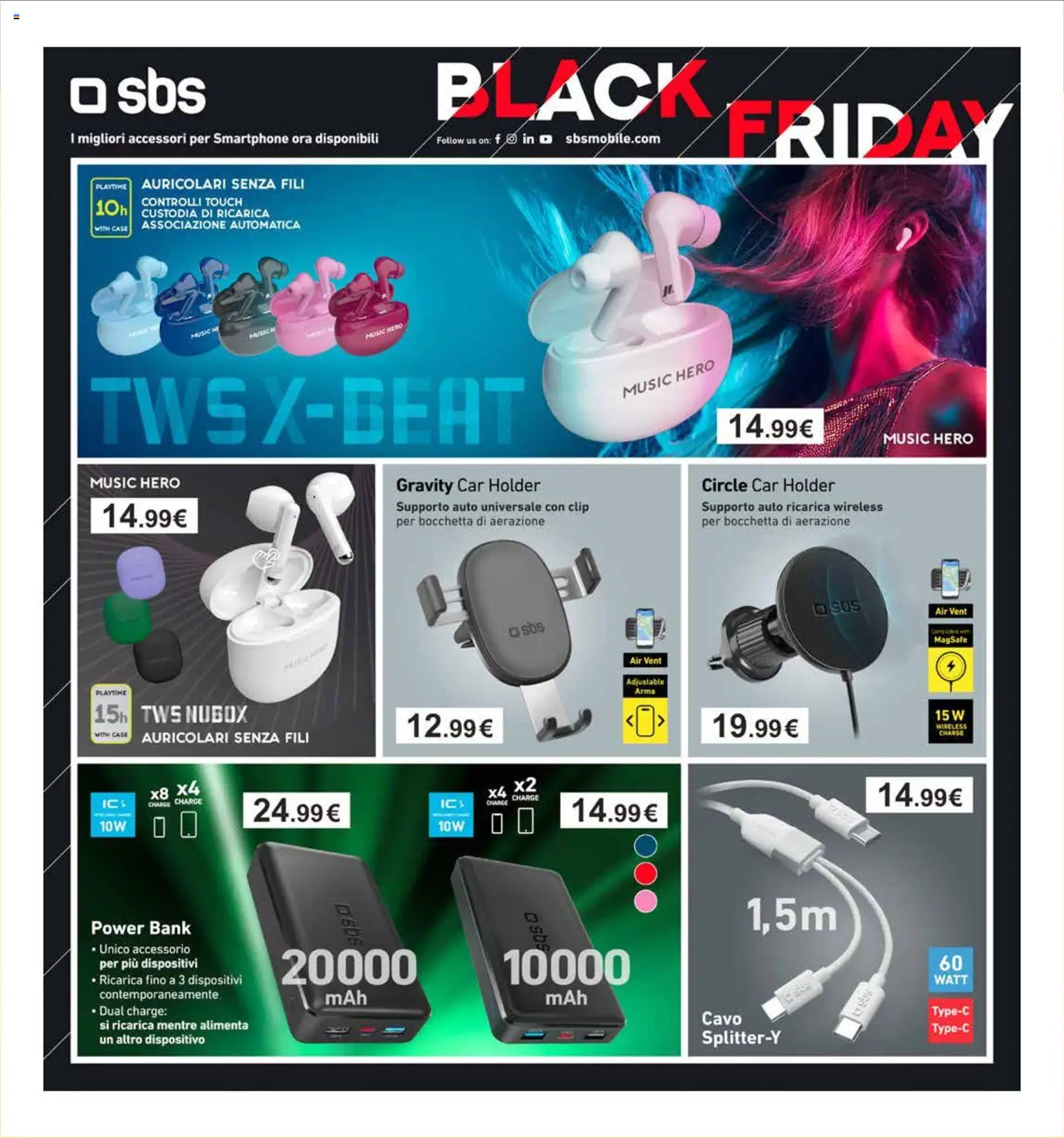 Volantino Euronics del 26.11.2025 | Pagina: 6 | Prodotti: Auricolari, Power bank, Smartphone, Cavo